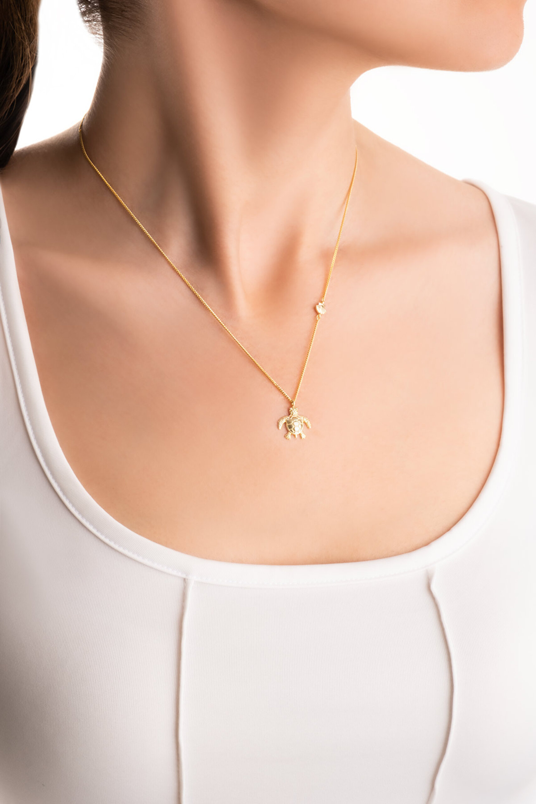 ⁠ Little Caretta 18 Ayar Sarı Altın Kaplama 45 Cm Gümüş Kolye_3}