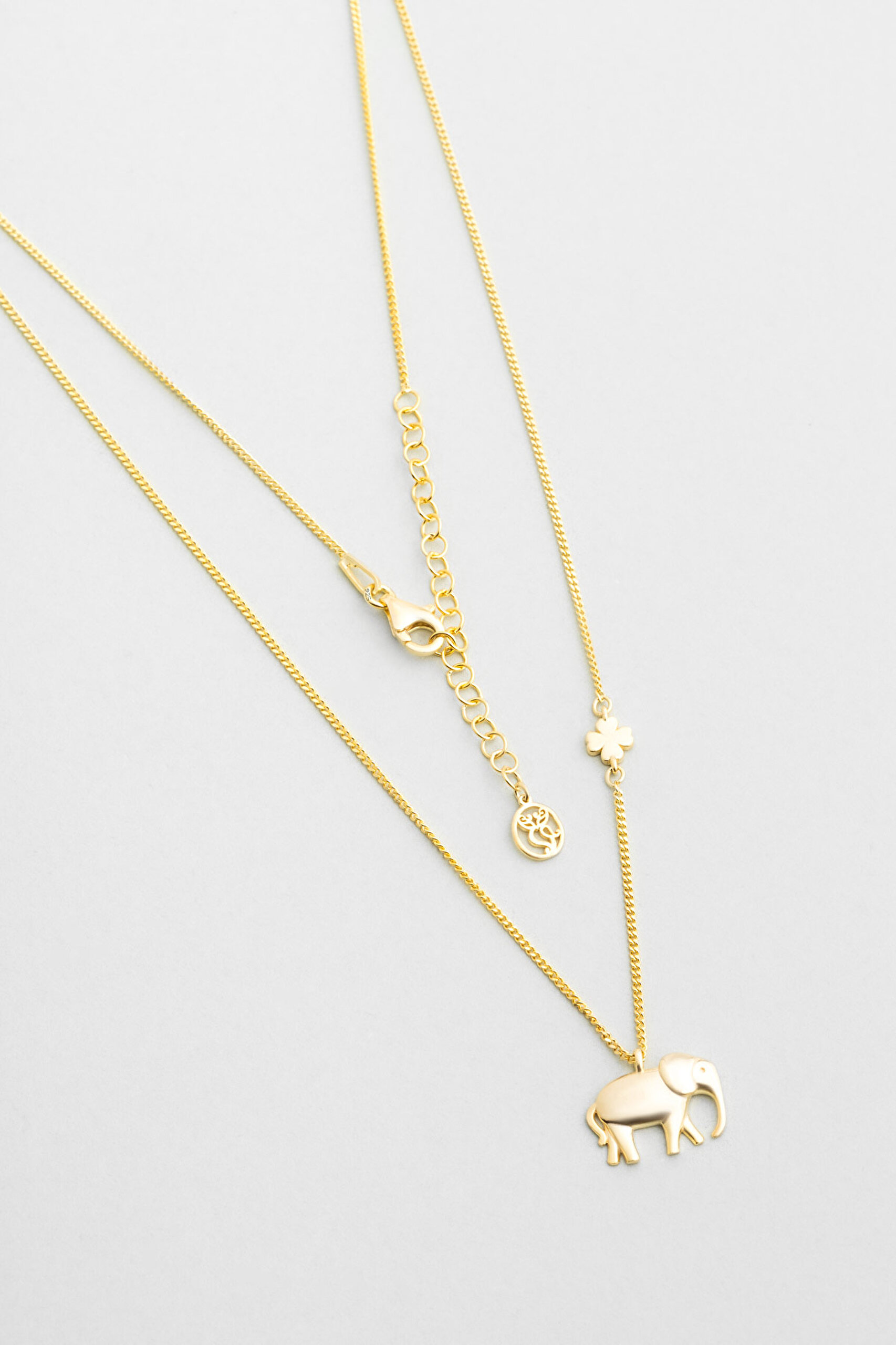 ⁠ Little Elephant 18 Ayar Sarı Altın Kaplama 46 Cm Gümüş Kolye_0}