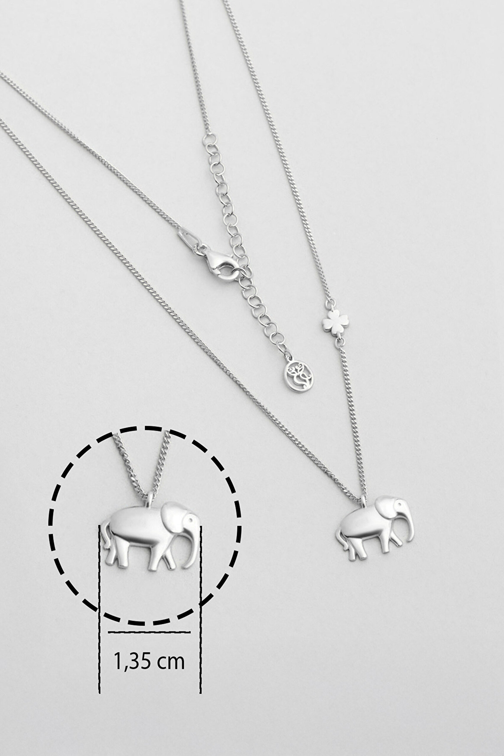 ⁠ Little Elephant 18 Ayar Beyaz Altın Kaplama 46 Cm Gümüş Kolye_2}