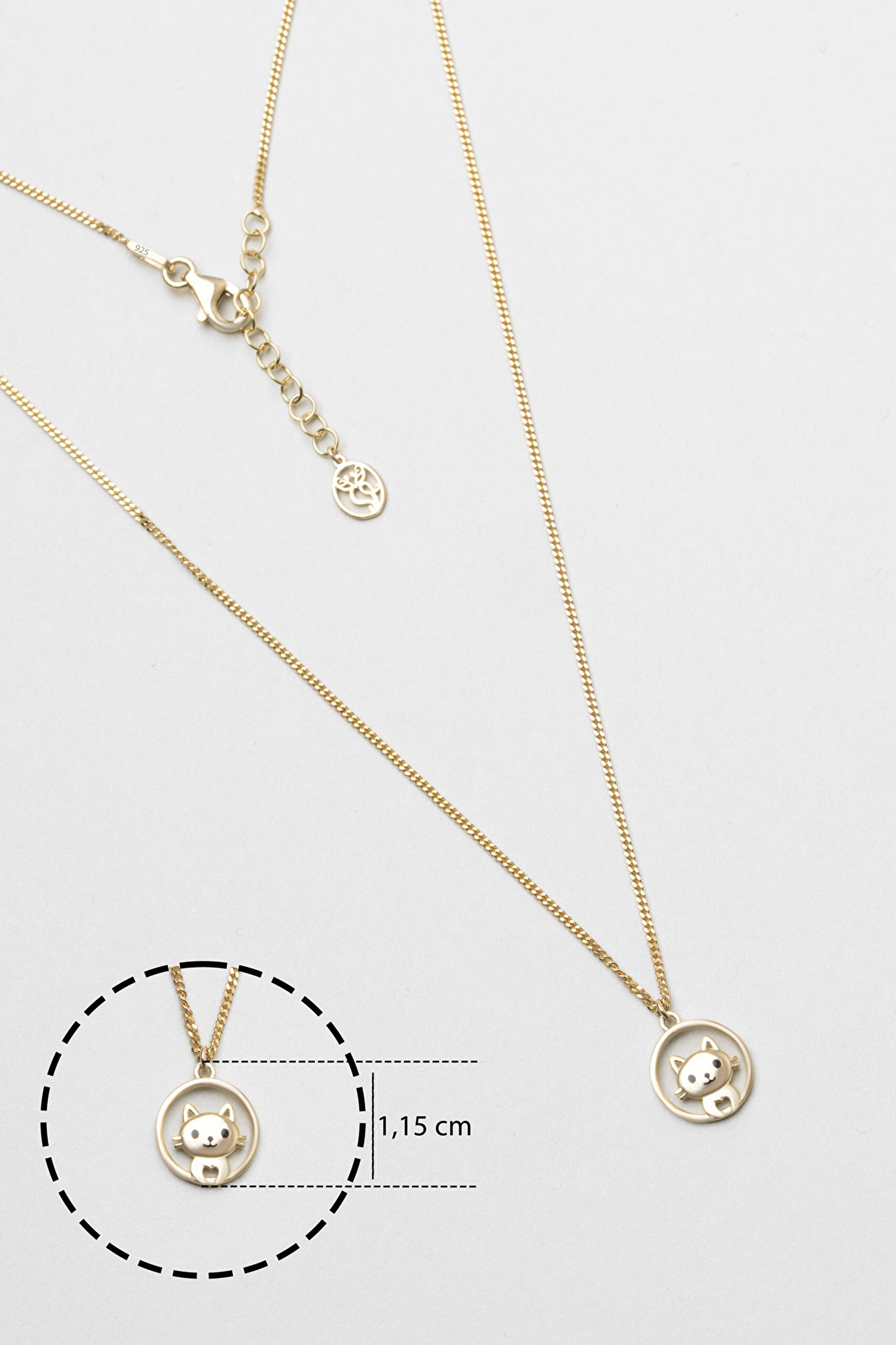 ⁠ Little Paw 18 Ayar Sarı Altın Kaplama 43 Cm Gümüş Kolye_1}