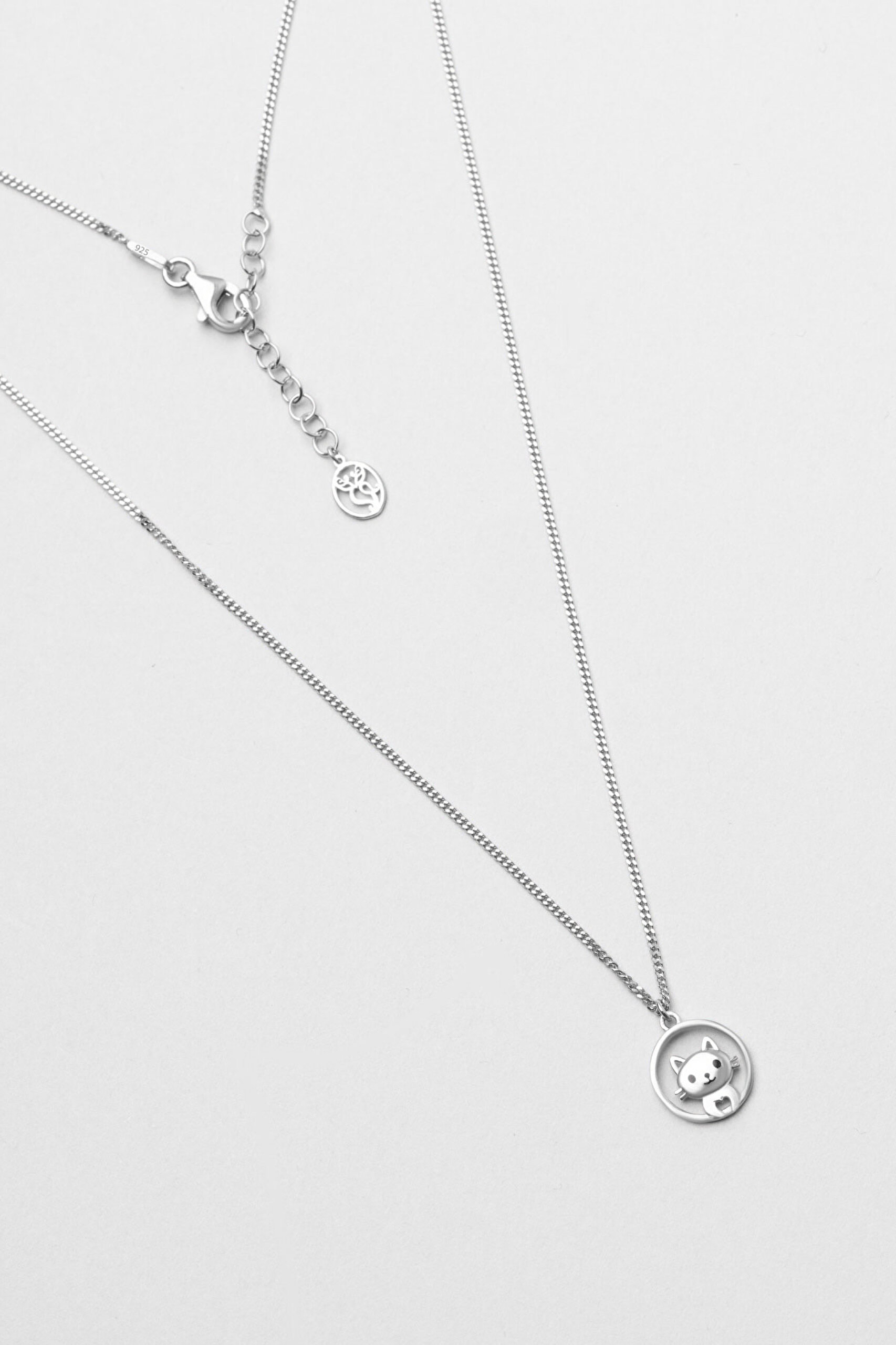 ⁠ Little Paw 18 Ayar Beyaz Altın Kaplama 43 Cm Gümüş Kolye_0}