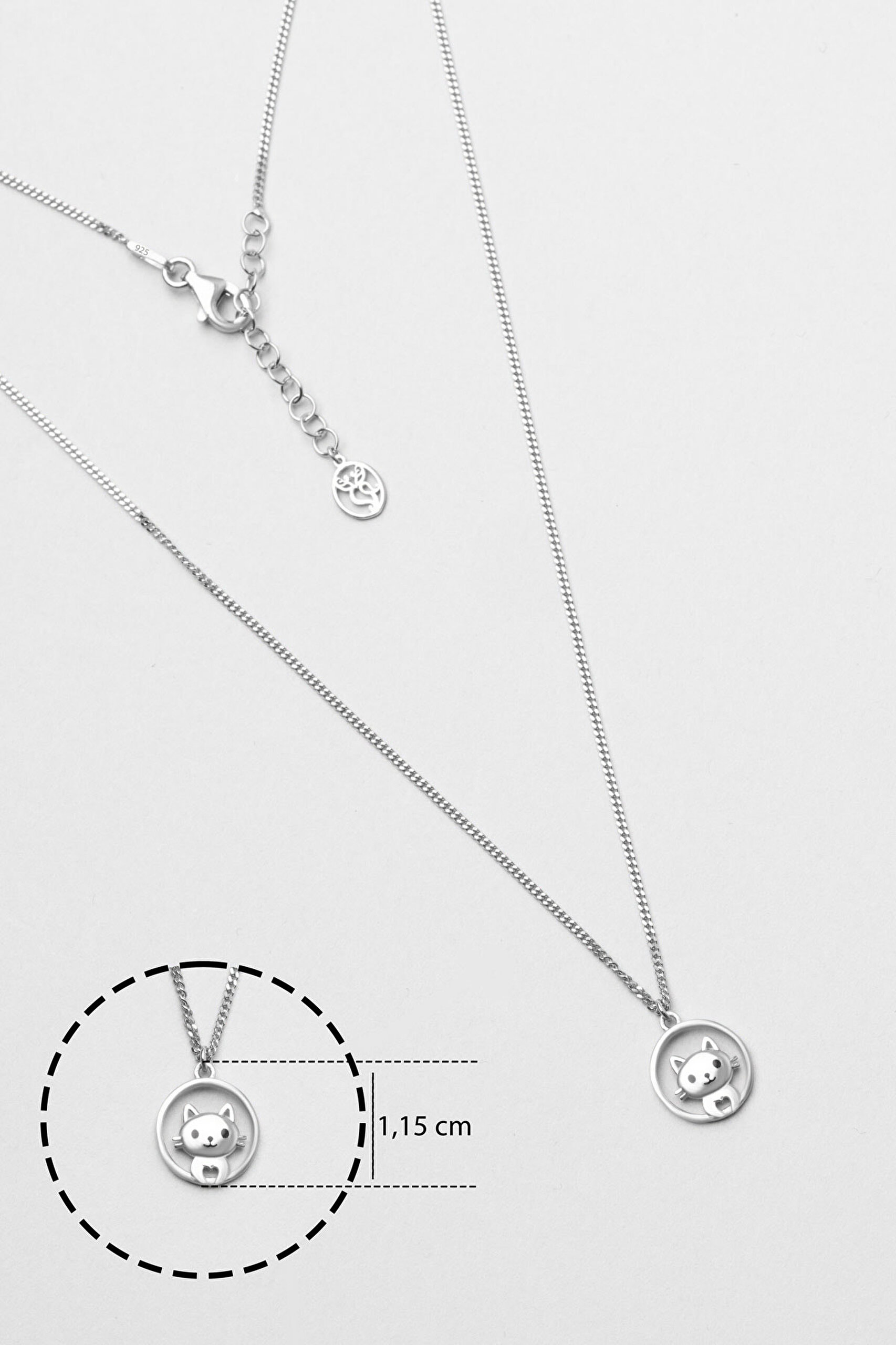 ⁠ Little Paw 18 Ayar Beyaz Altın Kaplama 43 Cm Gümüş Kolye_1}