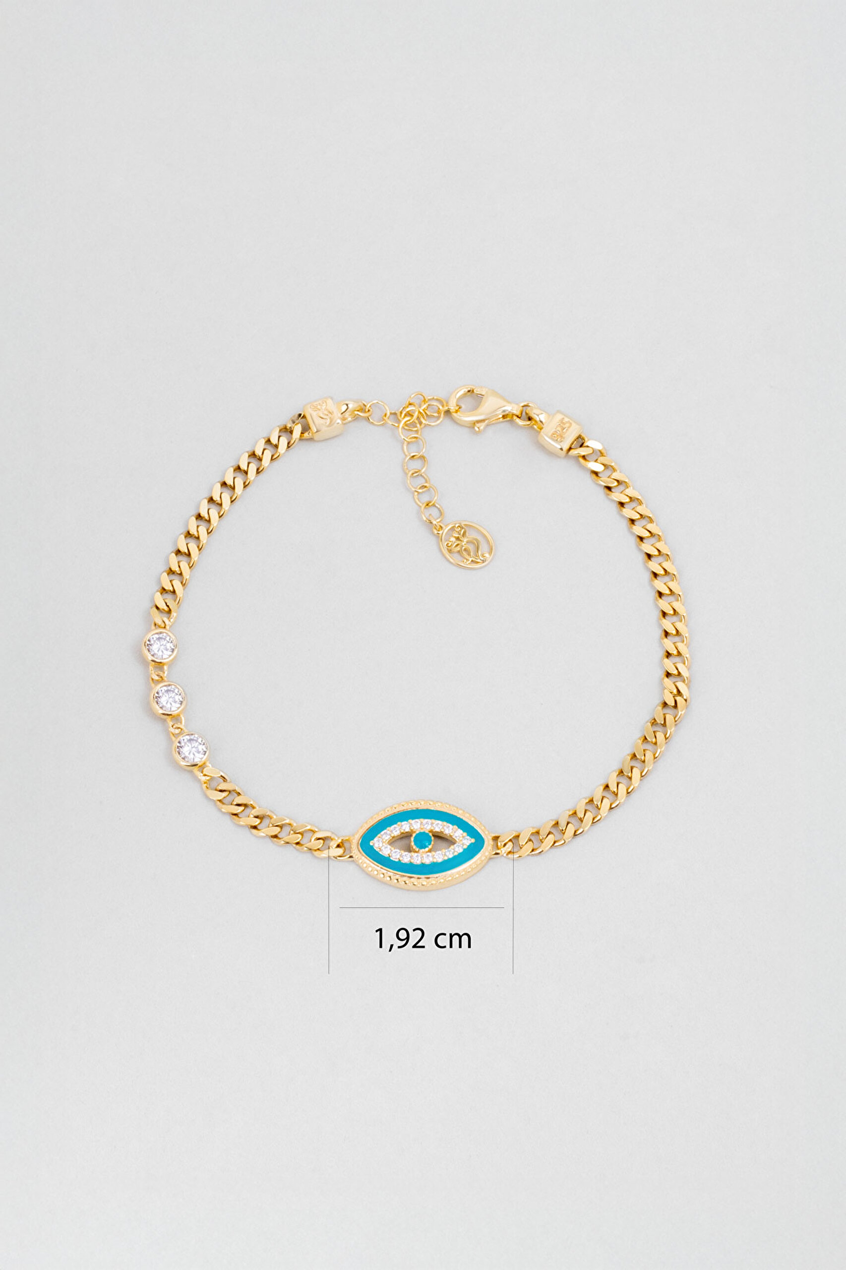 ⁠ Mistik Göz 18 Ayar Sarı Altın Kaplama 19 Cm Gümüş Zincir Bileklik_2}