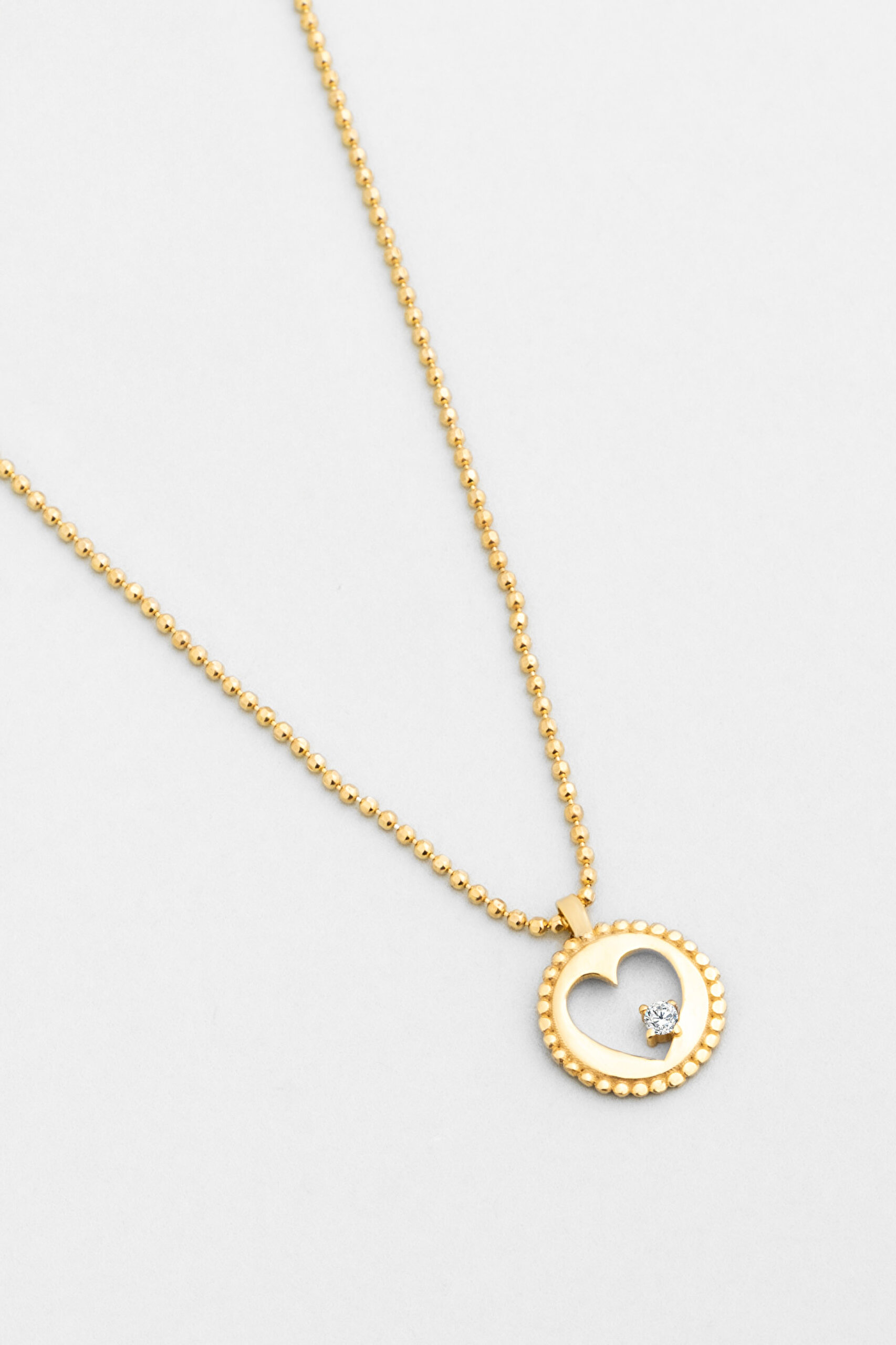 ⁠ Şans Kalbi 18 Ayar Sarı Altın Kaplama 45 Cm Gümüş Kolye_4}