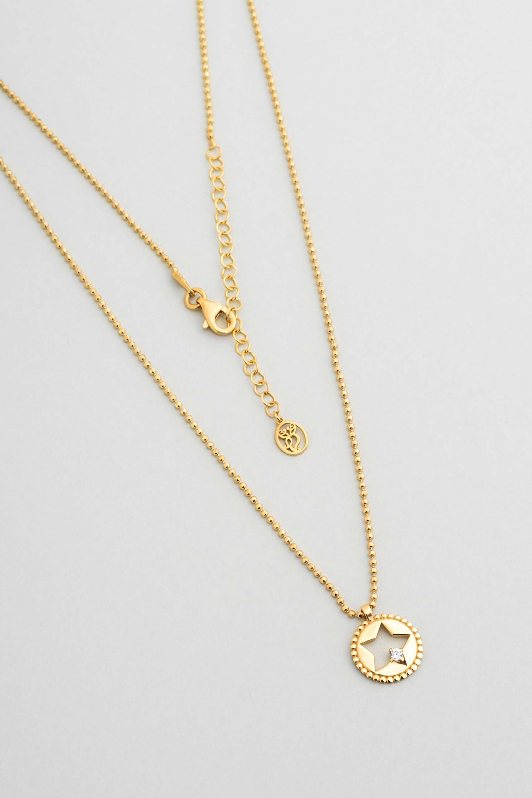 ⁠ Şans Yıldızı 18 Ayar Sarı Altın Kaplama 45 Cm Gümüş Kolye_0}