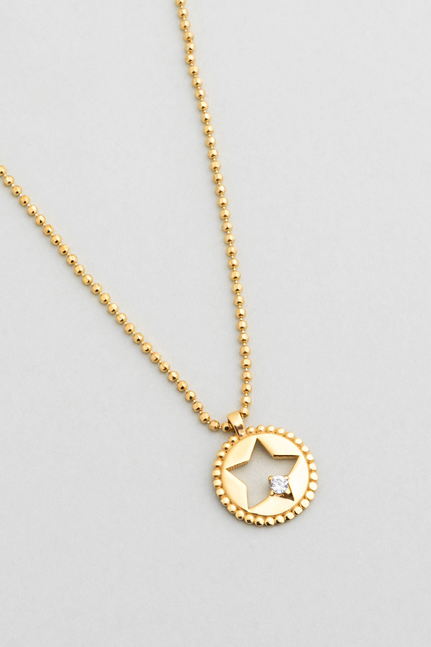 ⁠ Şans Yıldızı 18 Ayar Sarı Altın Kaplama 45 Cm Gümüş Kolye_4}