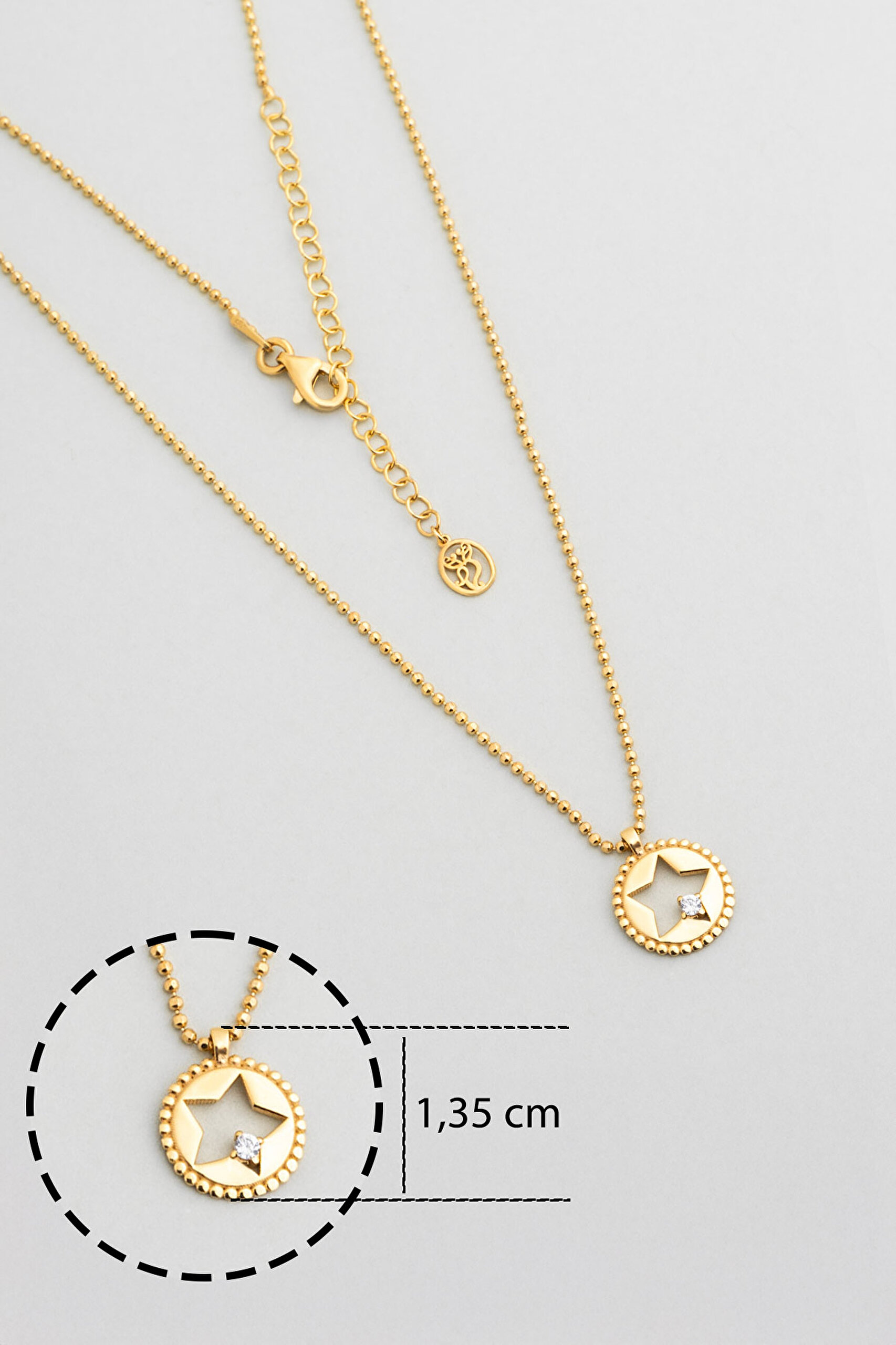 ⁠ Şans Yıldızı 18 Ayar Sarı Altın Kaplama 45 Cm Gümüş Kolye_2}