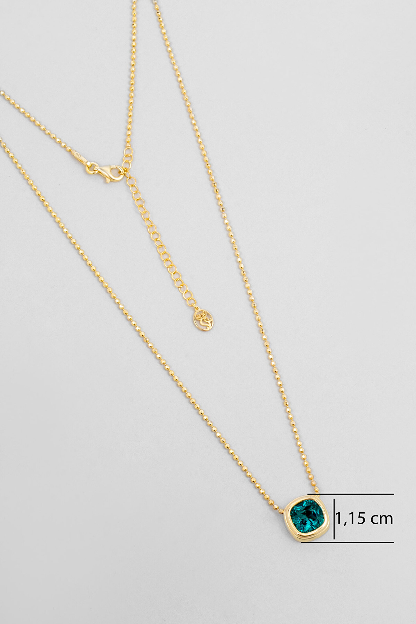 ⁠ Egzotik Yeşil 18 Ayar Beyaz Altın Kaplama Gümüş Kolye_2}