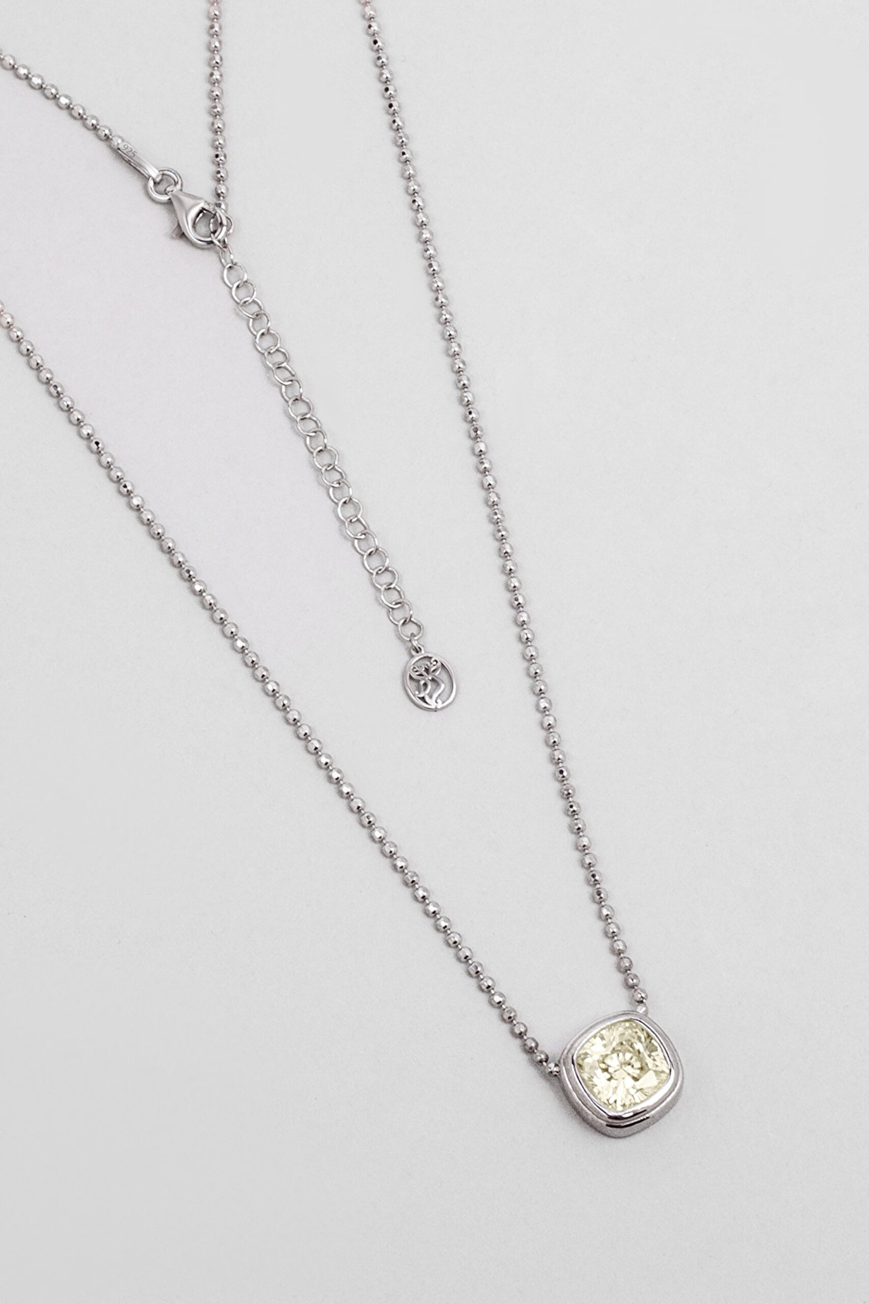 ⁠ Egzotik Sarı 18 Ayar Beyaz Altın Kaplama Gümüş Kolye_0}