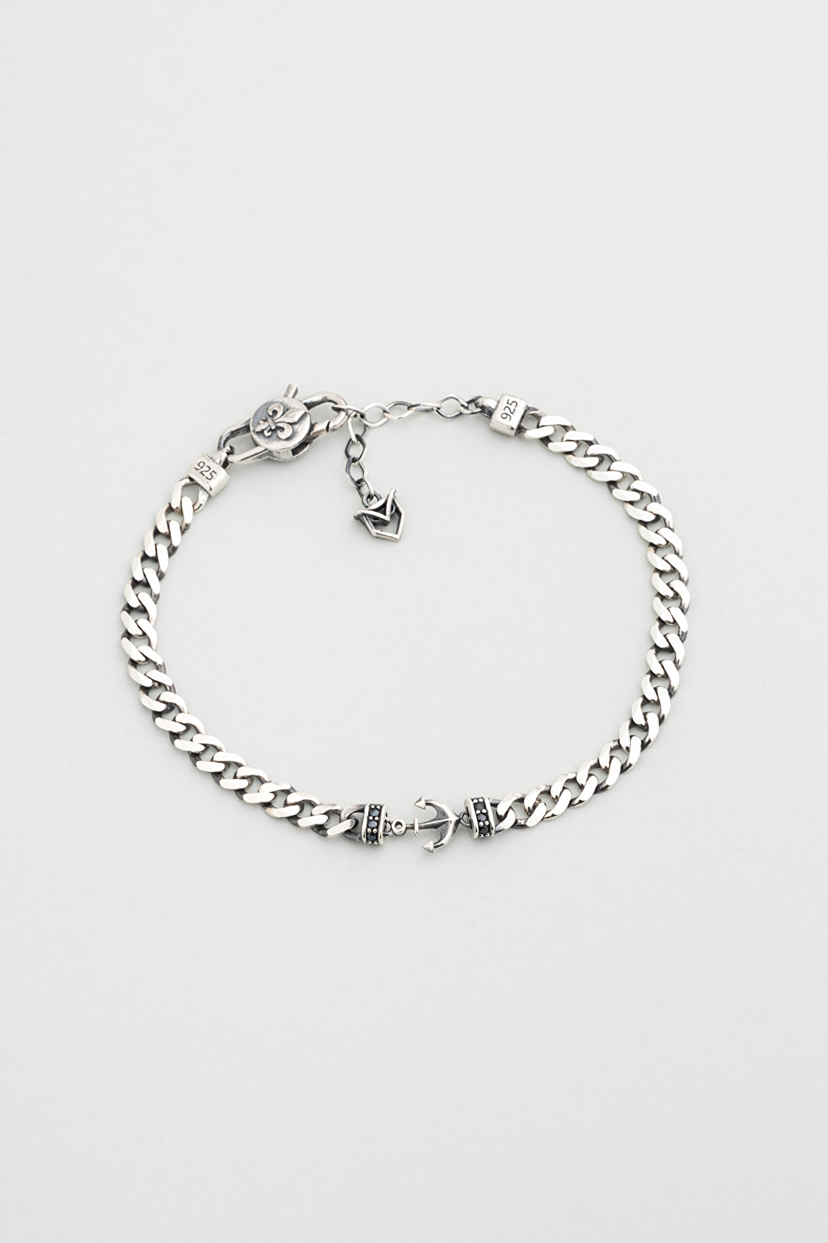 ⁠ Çapa Figürlü Cilalı 21 Cm Gümüş Erkek Gurmet Zincir Bileklik_0}