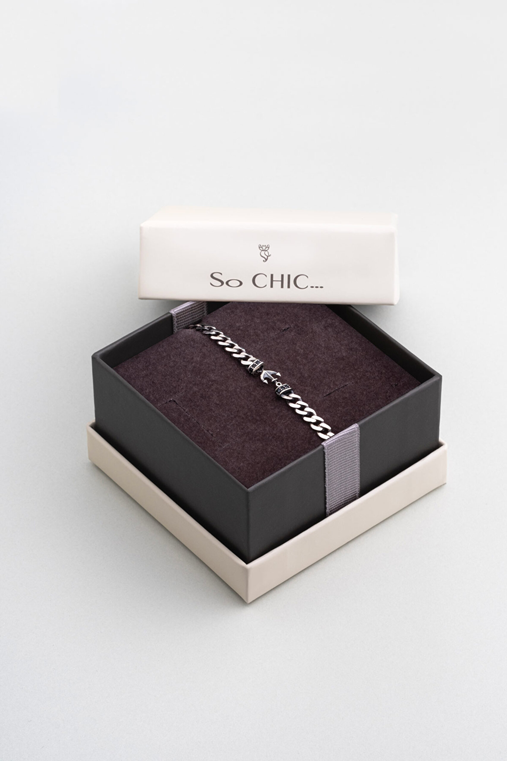 ⁠ Çapa Figürlü Cilalı 21 Cm Gümüş Erkek Gurmet Zincir Bileklik_5}