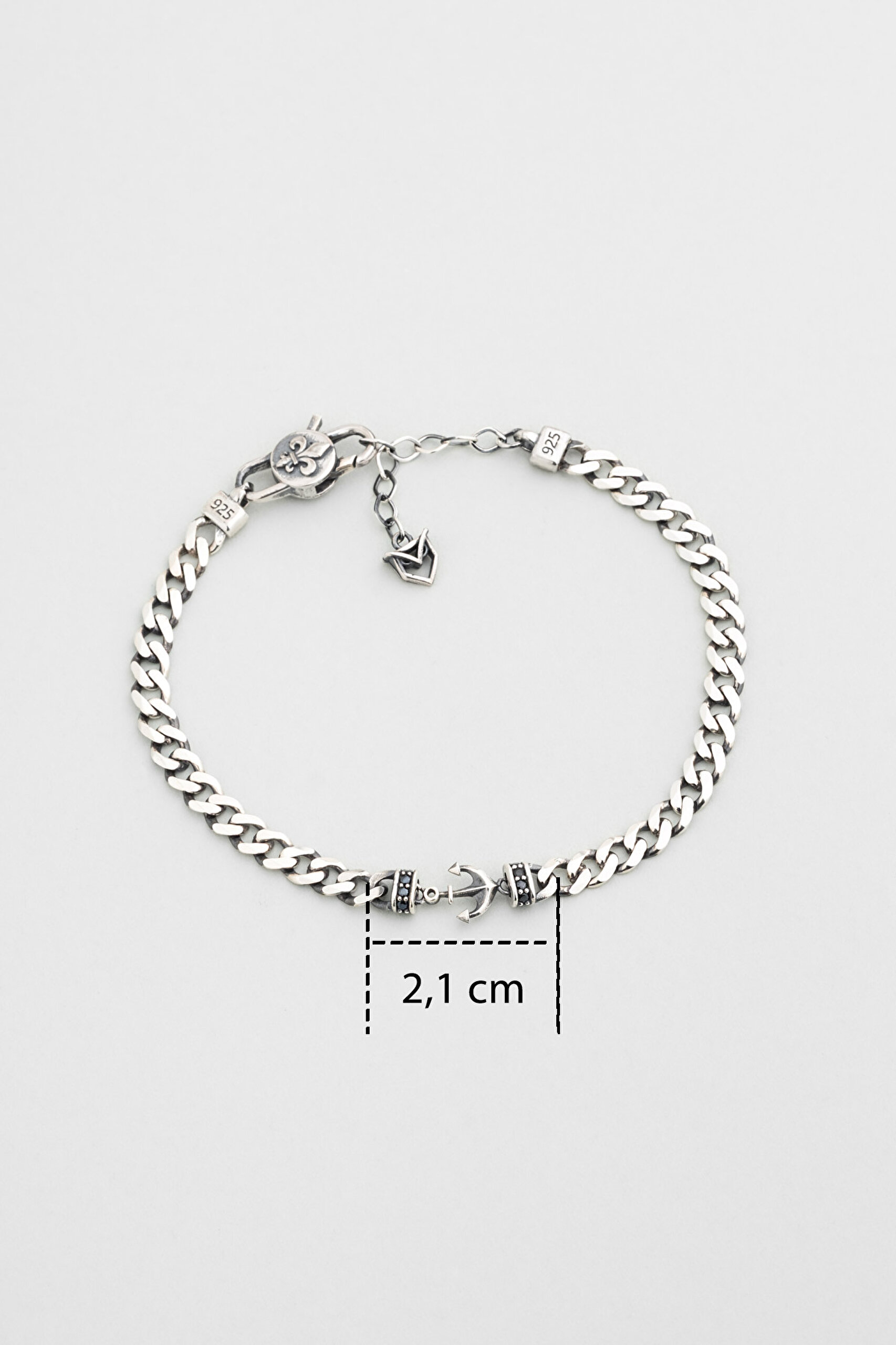 ⁠ Çapa Figürlü Cilalı 21 Cm Gümüş Erkek Gurmet Zincir Bileklik_2}