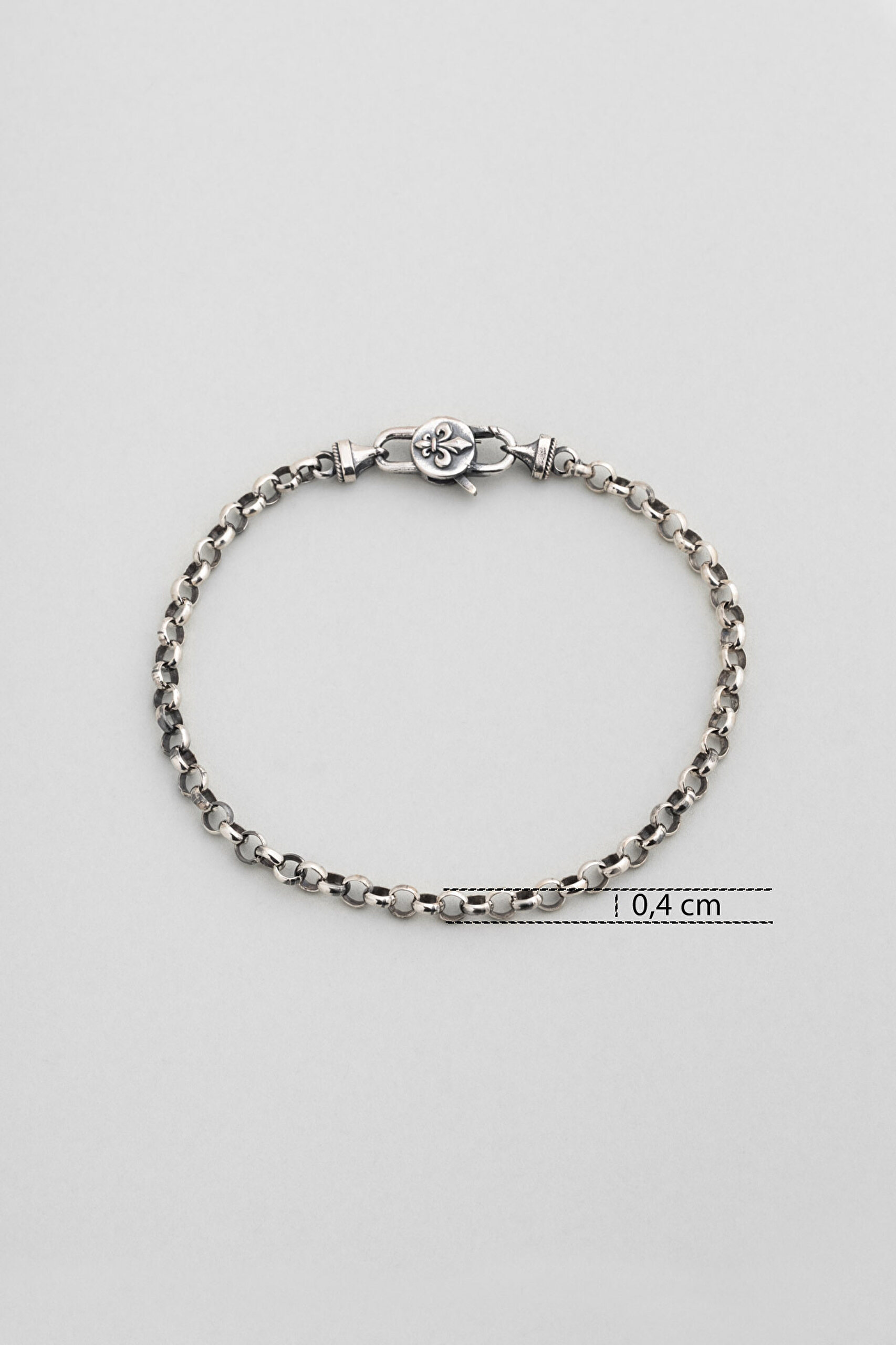 ⁠ Fransız Lalesi Oksit Kaplama 20 Cm Gümüş Erkek Bileklik_1}