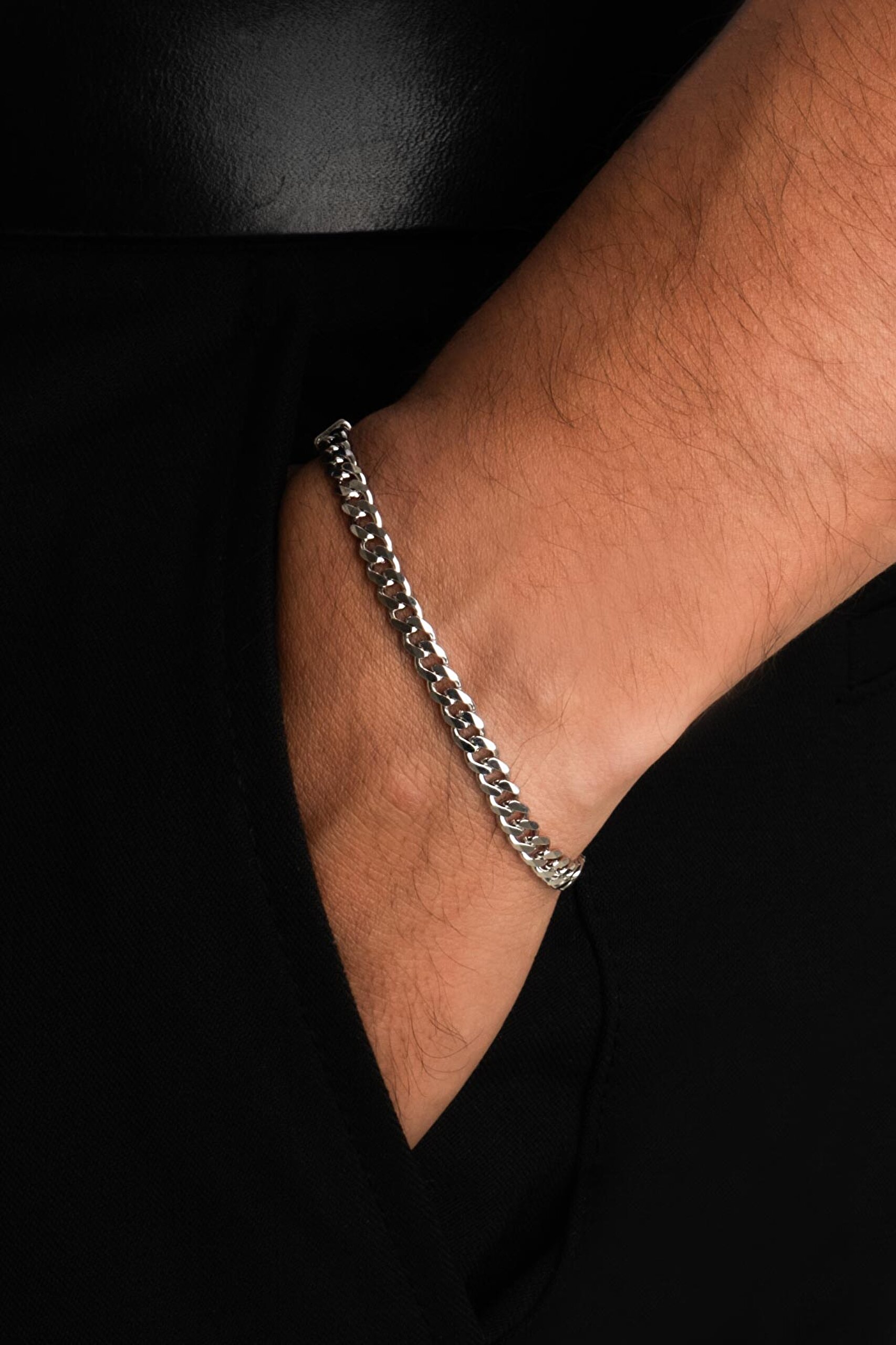 ⁠ Theron Gümüş Erkek Zincir Bileklik_1}