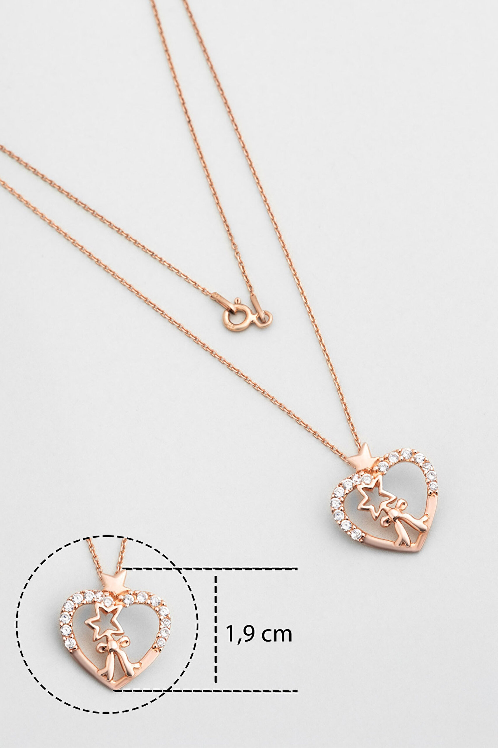 ⁠ Liora Heart 18 Ayar Rose Altın Kaplama 55 Cm Gümüş Kolye_2}