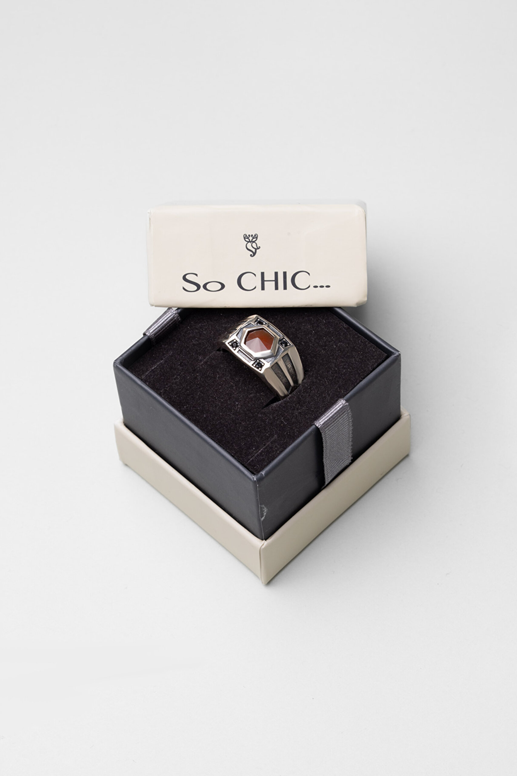 ⁠ Orion Akik Taşlı Gümüş Erkek Yüzük_4}