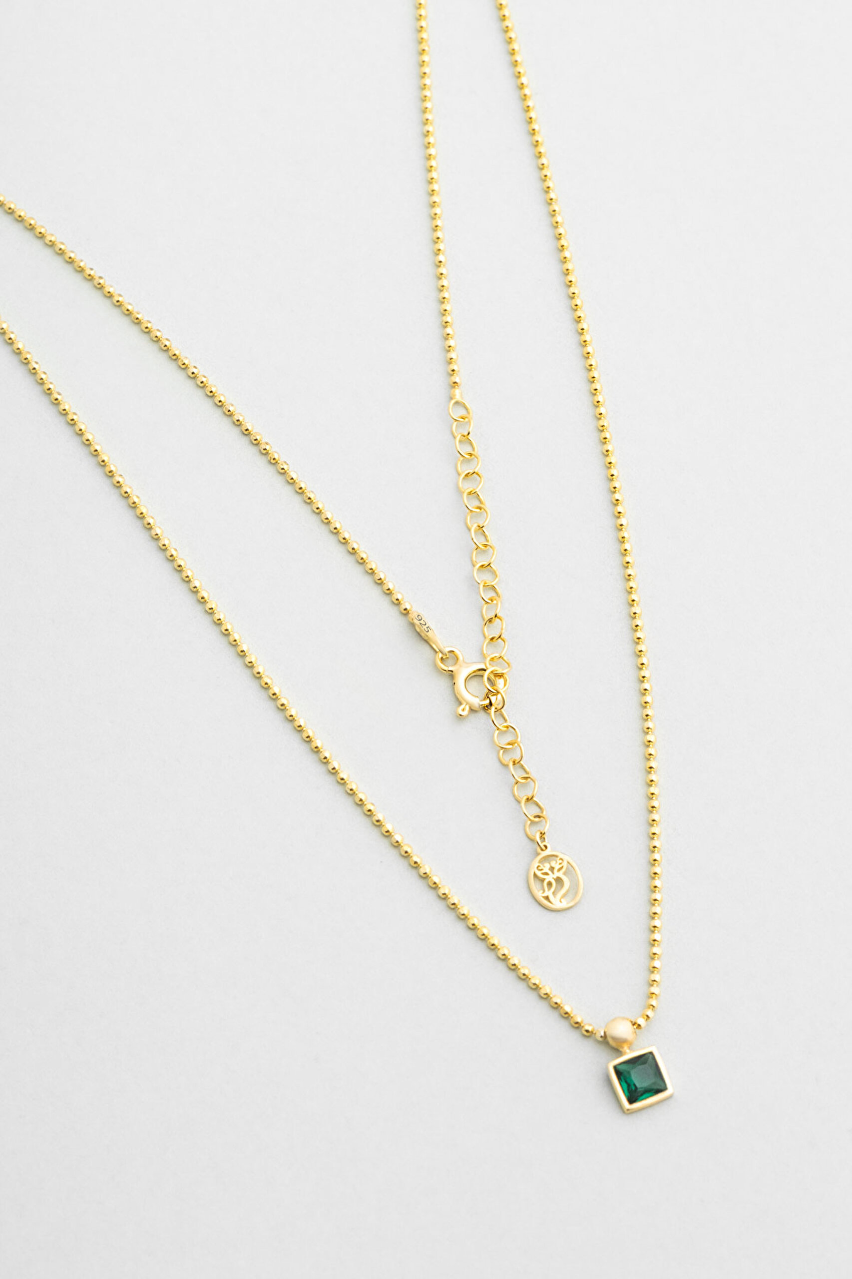 ⁠ Minimal Renkler 18 Ayar Sarı Altın Kaplama 45 Cm Gümüş Tektaş Kolye_0}