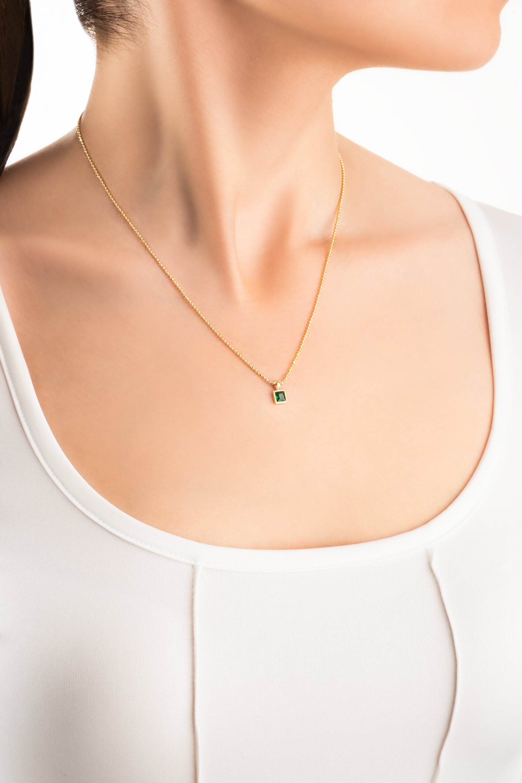 ⁠ Minimal Renkler 18 Ayar Sarı Altın Kaplama 45 Cm Gümüş Tektaş Kolye_3}