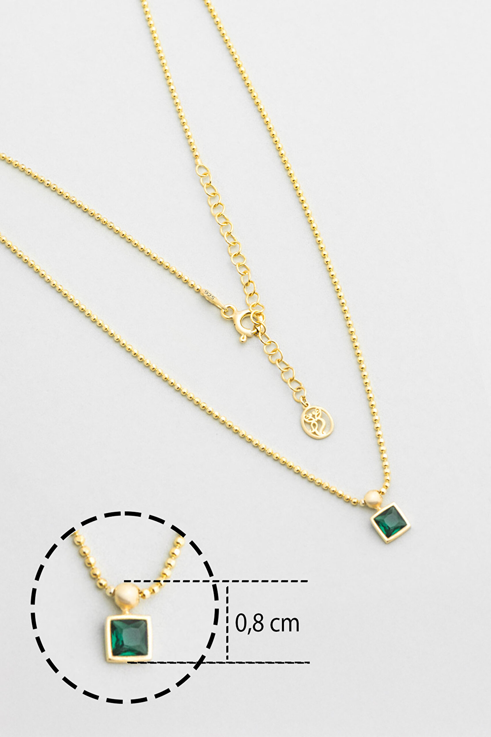 ⁠ Minimal Renkler 18 Ayar Sarı Altın Kaplama 45 Cm Gümüş Tektaş Kolye_2}