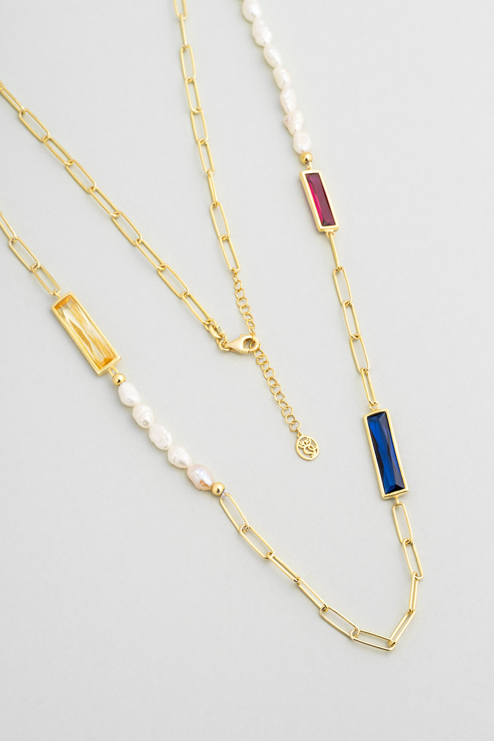 ⁠ Pearl Harmony 18 Ayar Sarı Altın Kaplama 77 Cm Gümüş Kolye_0}