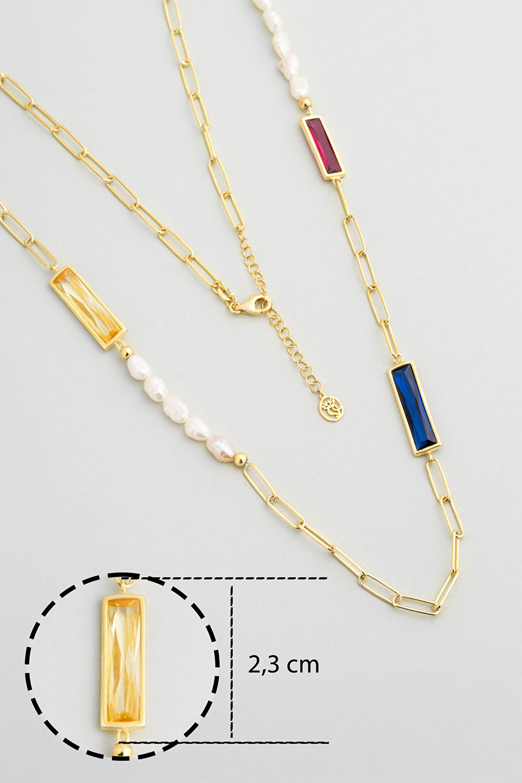 ⁠ Pearl Harmony 18 Ayar Sarı Altın Kaplama 77 Cm Gümüş Kolye_2}