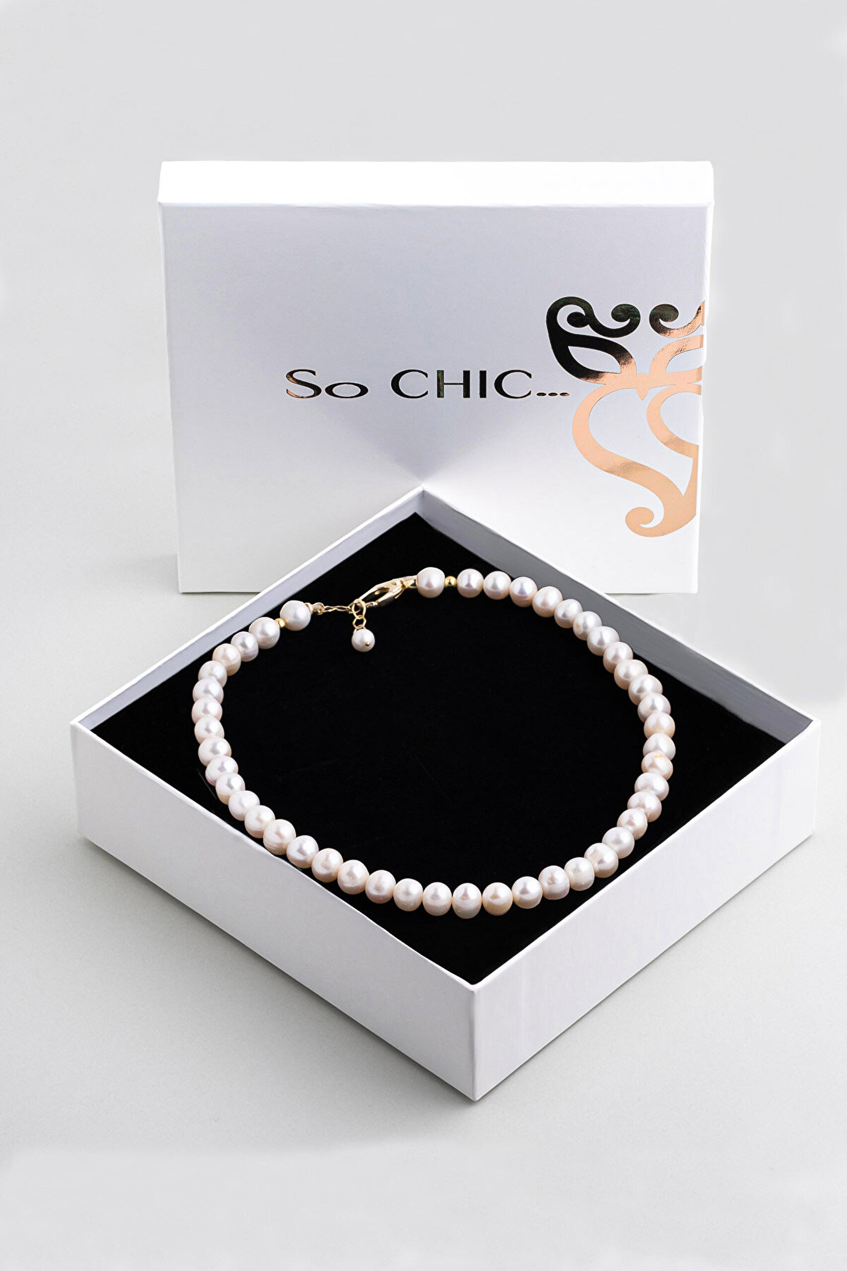 Luna İnci 18 Ayar Sarı Altın Kaplama 45 Cm Gümüş Kolye - 5