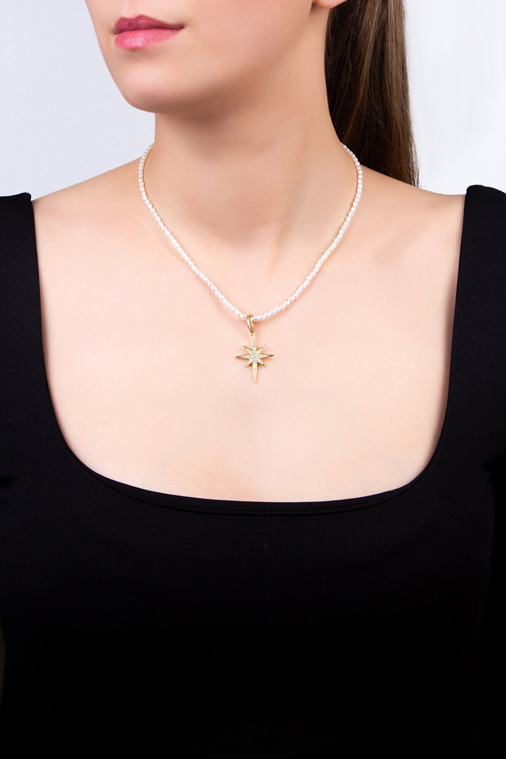 Kuzey Yıldızı 18 Ayar Sarı Altın Kaplama Gümüş Charm - 5