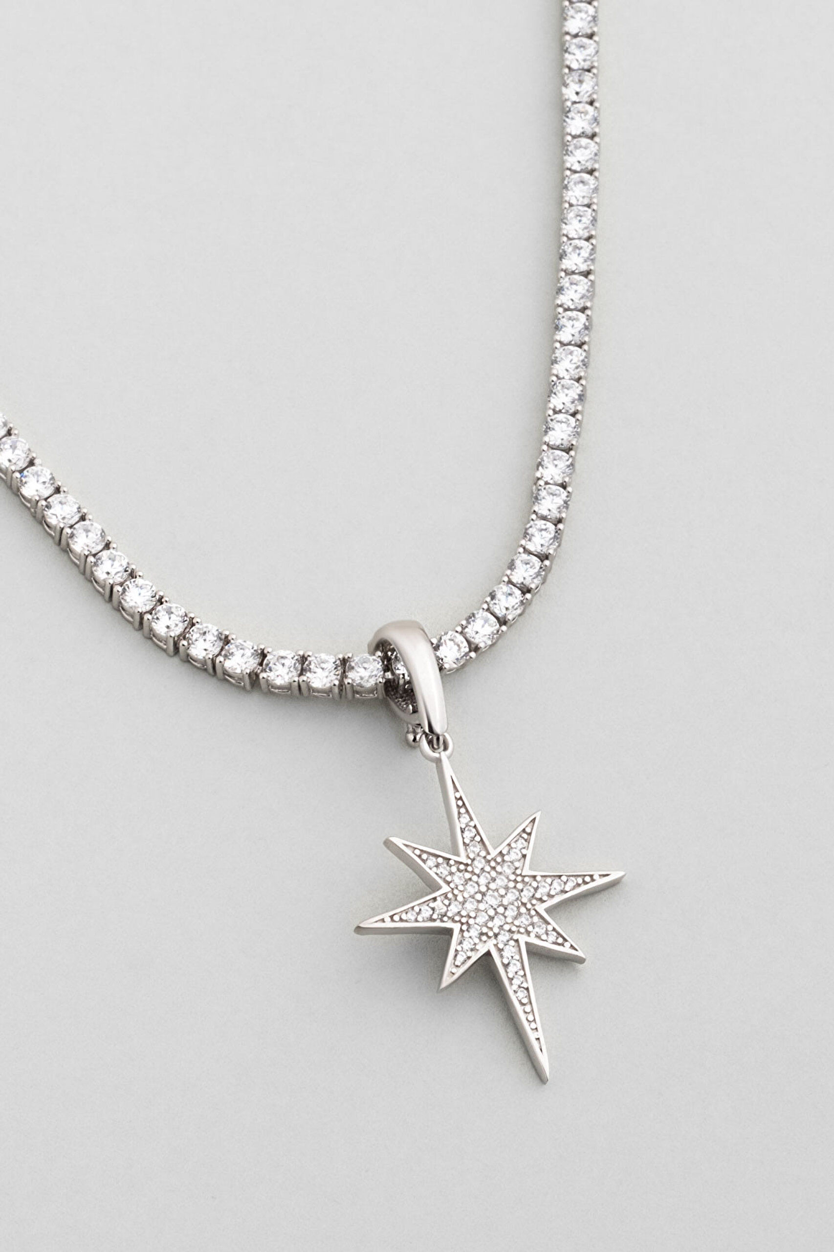 ⁠ Kuzey Yıldızı 18 Ayar Beyaz Altın Kaplama Gümüş Charm_5}