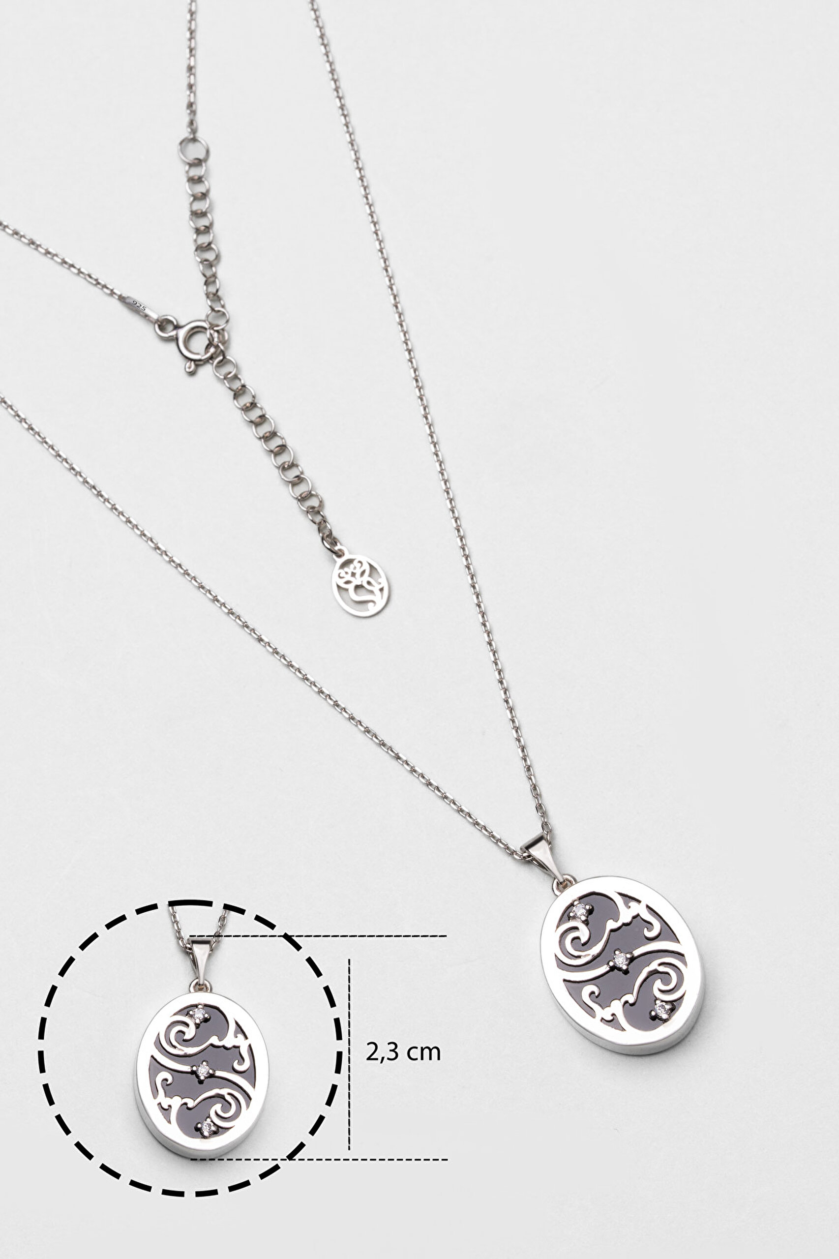 ⁠ Ay Işığı 18 Ayar Beyaz Altın Kaplama 45 Cm Gümüş Kolye_2}