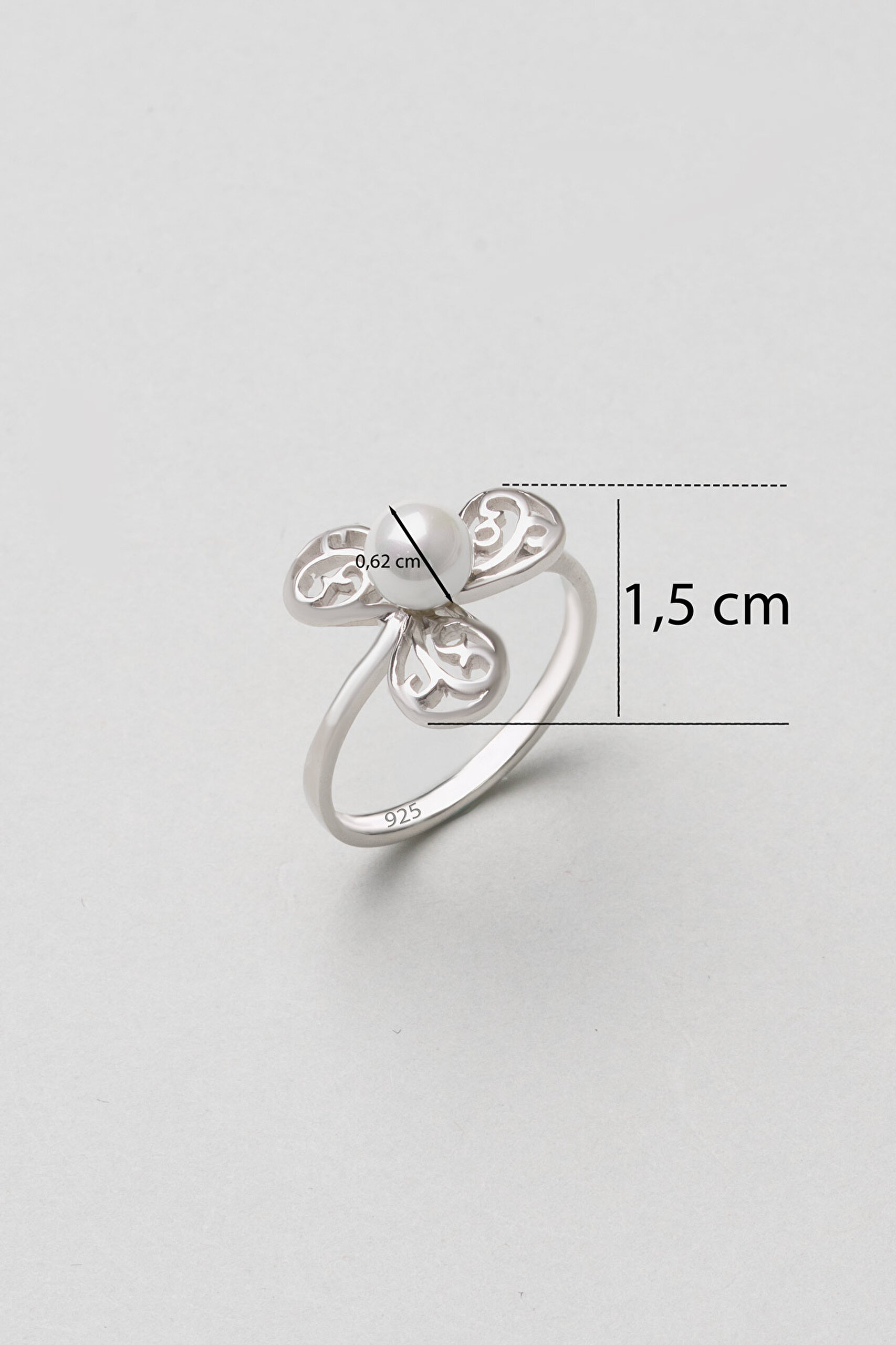 ⁠ Sarmaşık İnci 18 Ayar Beyaz Altın Kaplama Gümüş Yüzük_2}