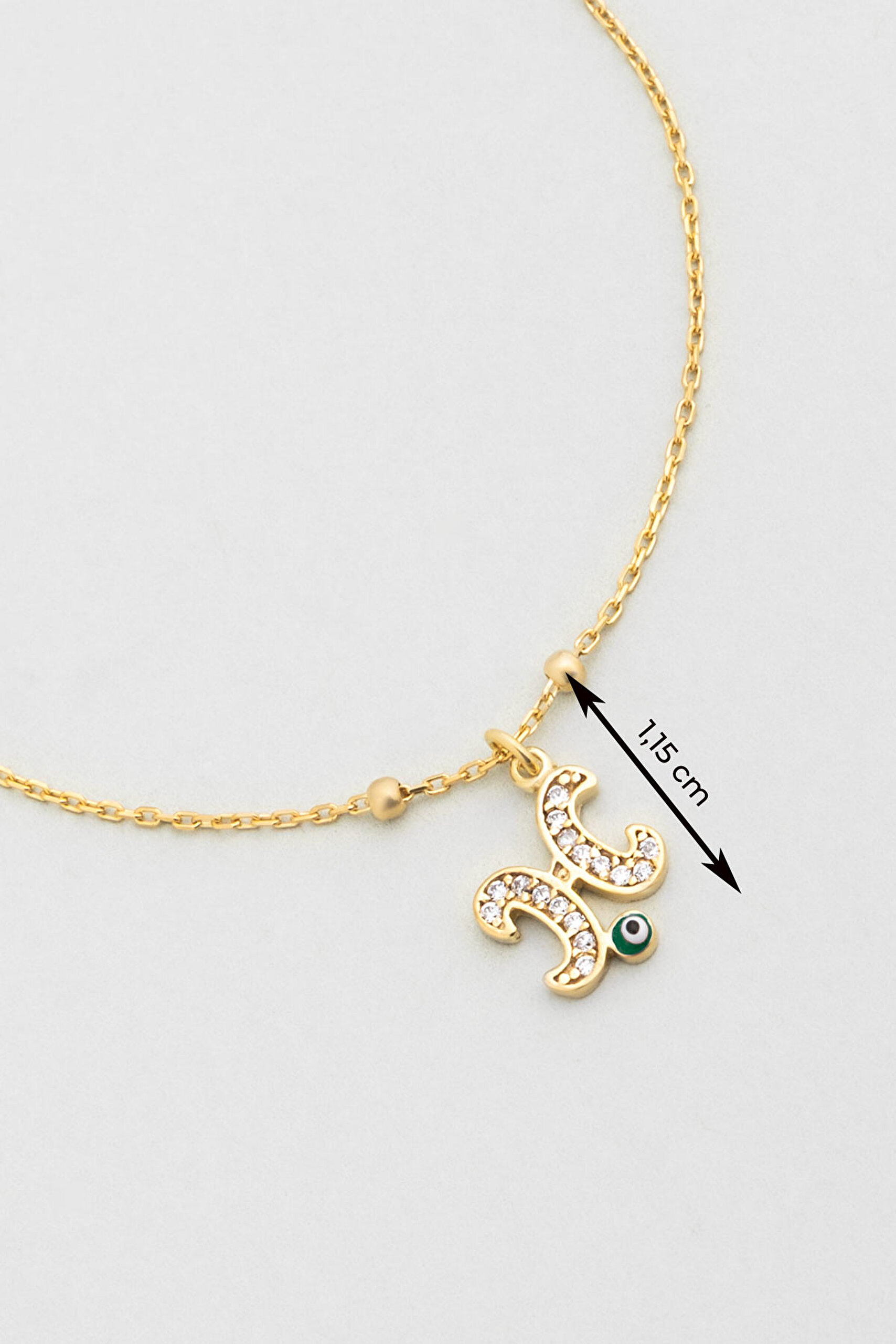 ⁠ H Harfi 18 Ayar Sarı Altın Kaplama 19 Cm Gümüş Nazar Bileklik_2}