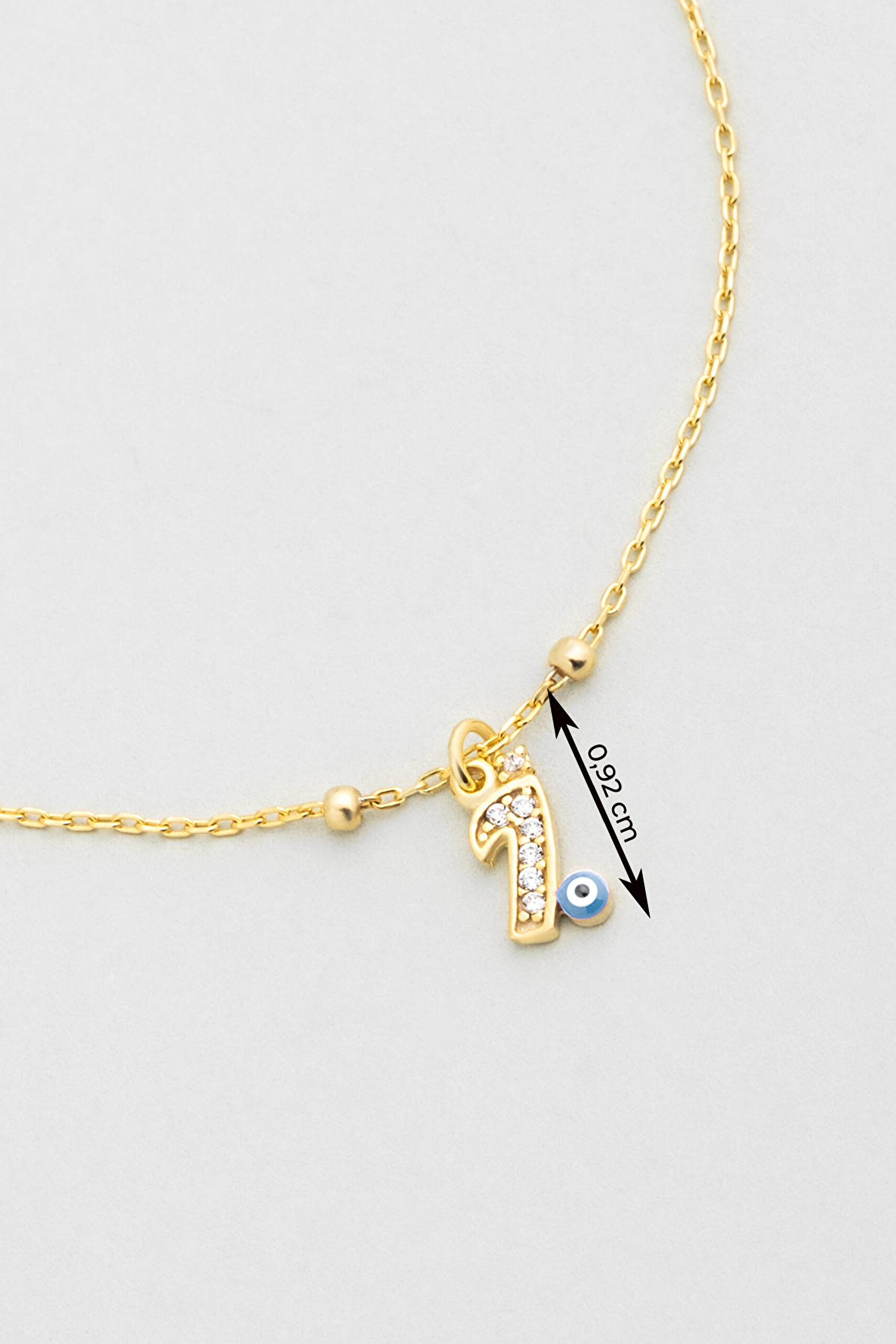 ⁠ I Harfi 18 Ayar Sarı Altın Kaplama 19 Cm Gümüş Nazar Bileklik_2}