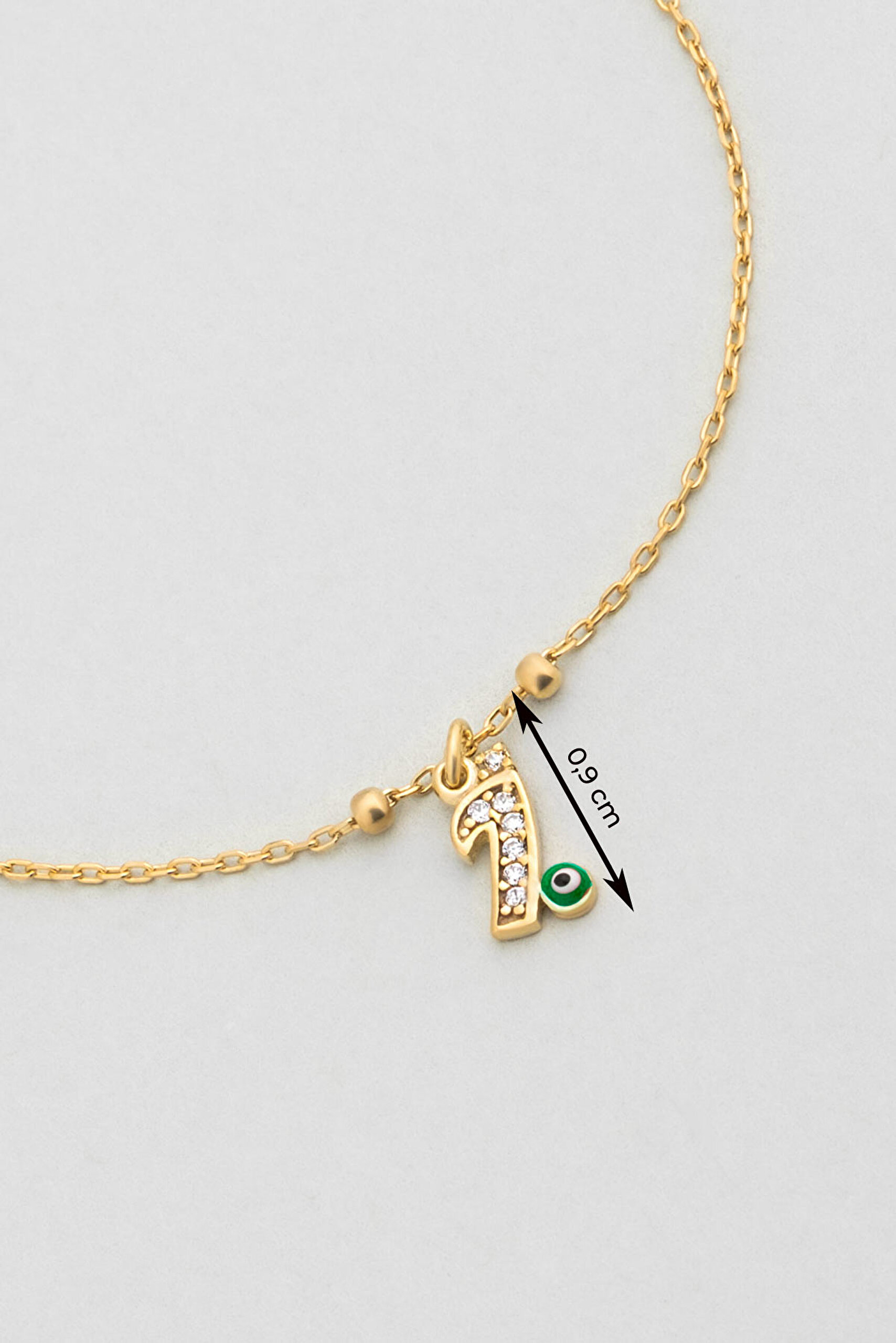 ⁠ İ Harfi 18 Ayar Sarı Altın Kaplama 19 Cm Gümüş Nazar Bileklik_2}