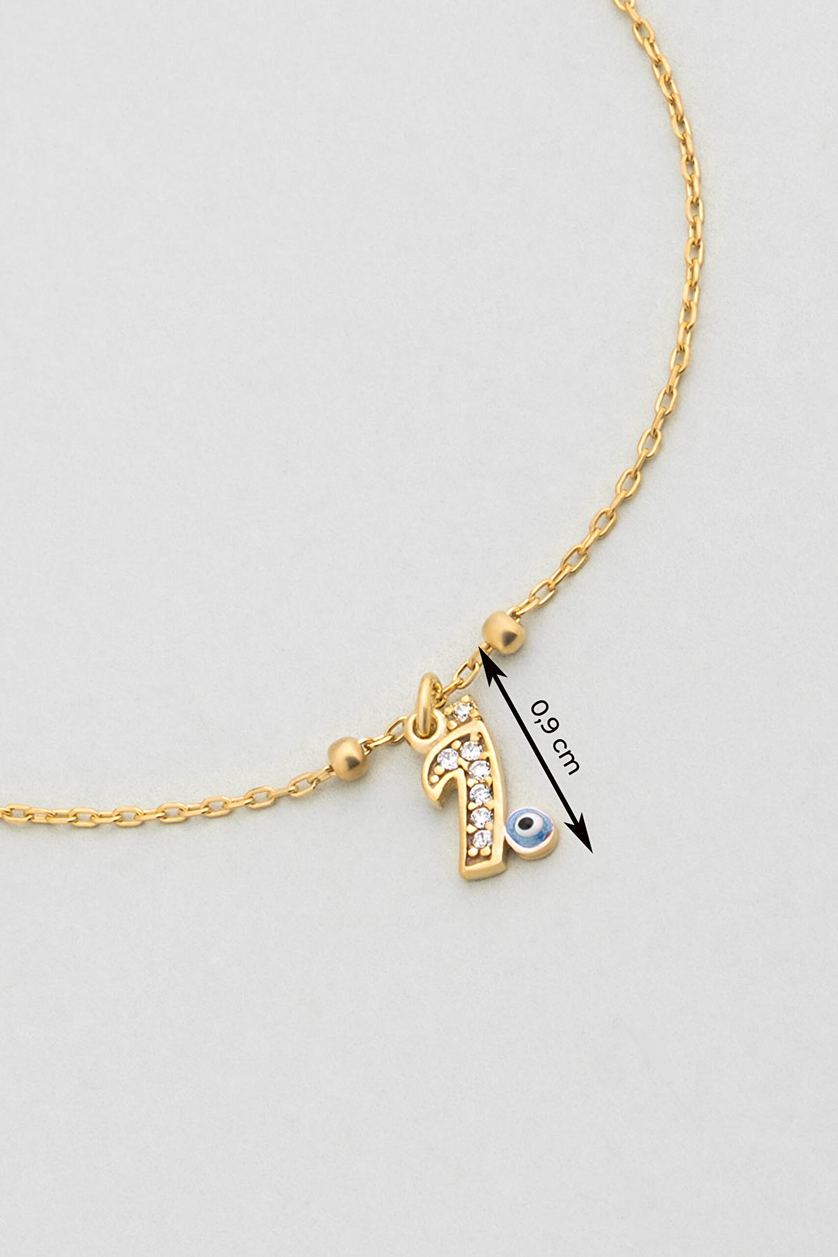 ⁠ İ Harfi 18 Ayar Sarı Altın Kaplama 19 Cm Gümüş Nazar Bileklik_2}