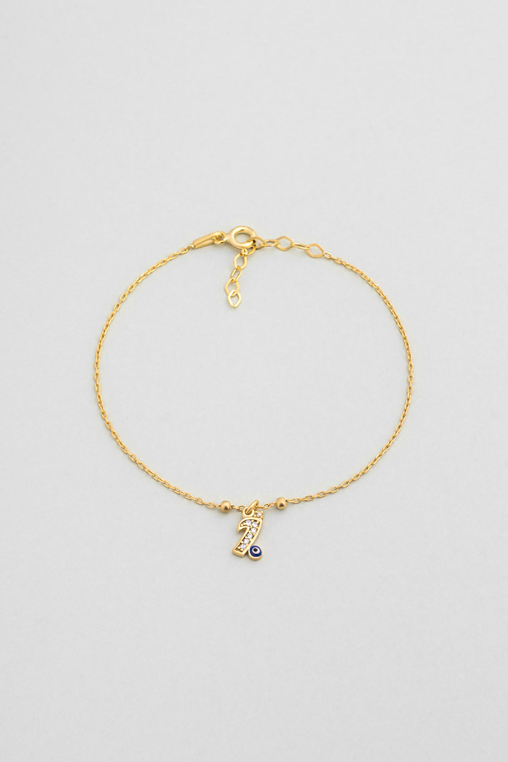 ⁠ İ Harfi 18 Ayar Sarı Altın Kaplama 19 Cm Gümüş Nazar Bileklik_0}