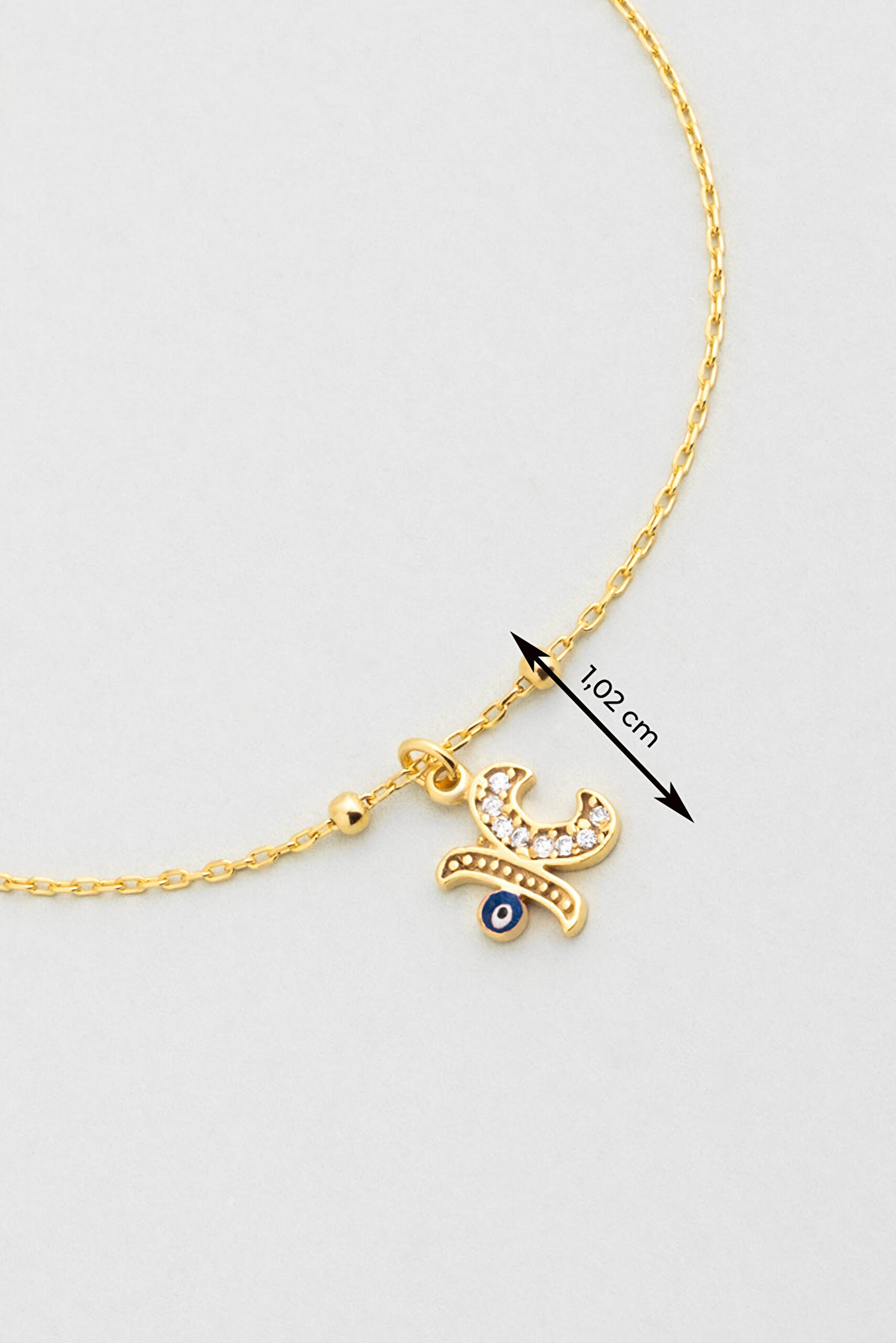 ⁠ K Harfi 18 Ayar Sarı Altın Kaplama 19 Cm Gümüş Nazar Bileklik_2}