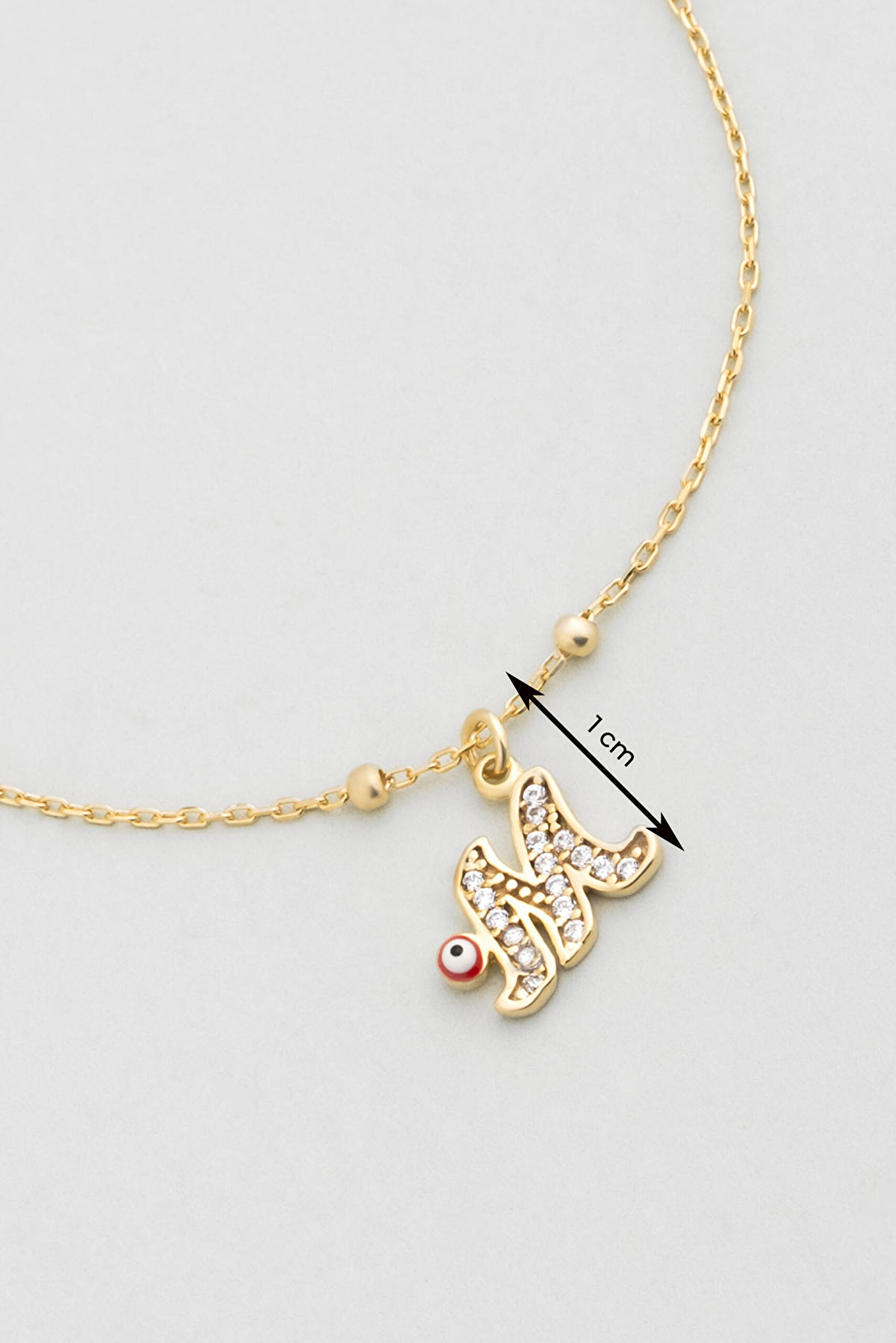 ⁠ M Harfi 18 Ayar Sarı Altın Kaplama 19 Cm Gümüş Nazar Bileklik_2}