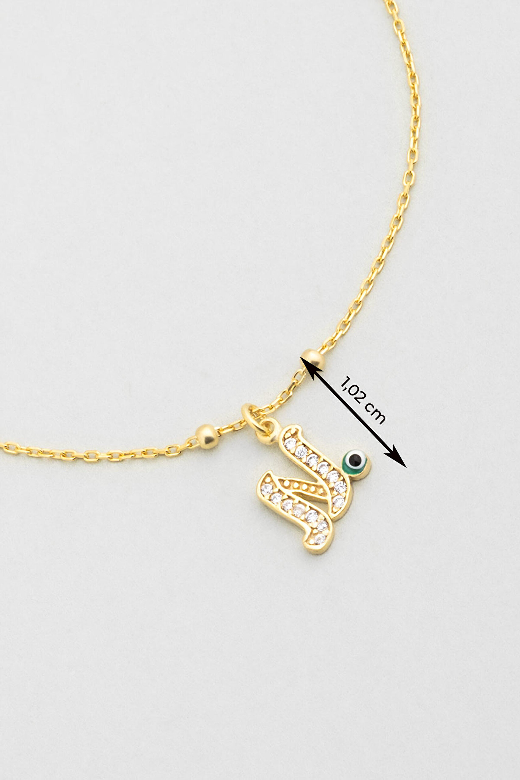 ⁠ N Harfi 18 Ayar Sarı Altın Kaplama 19 Cm Gümüş Nazar Bileklik_2}