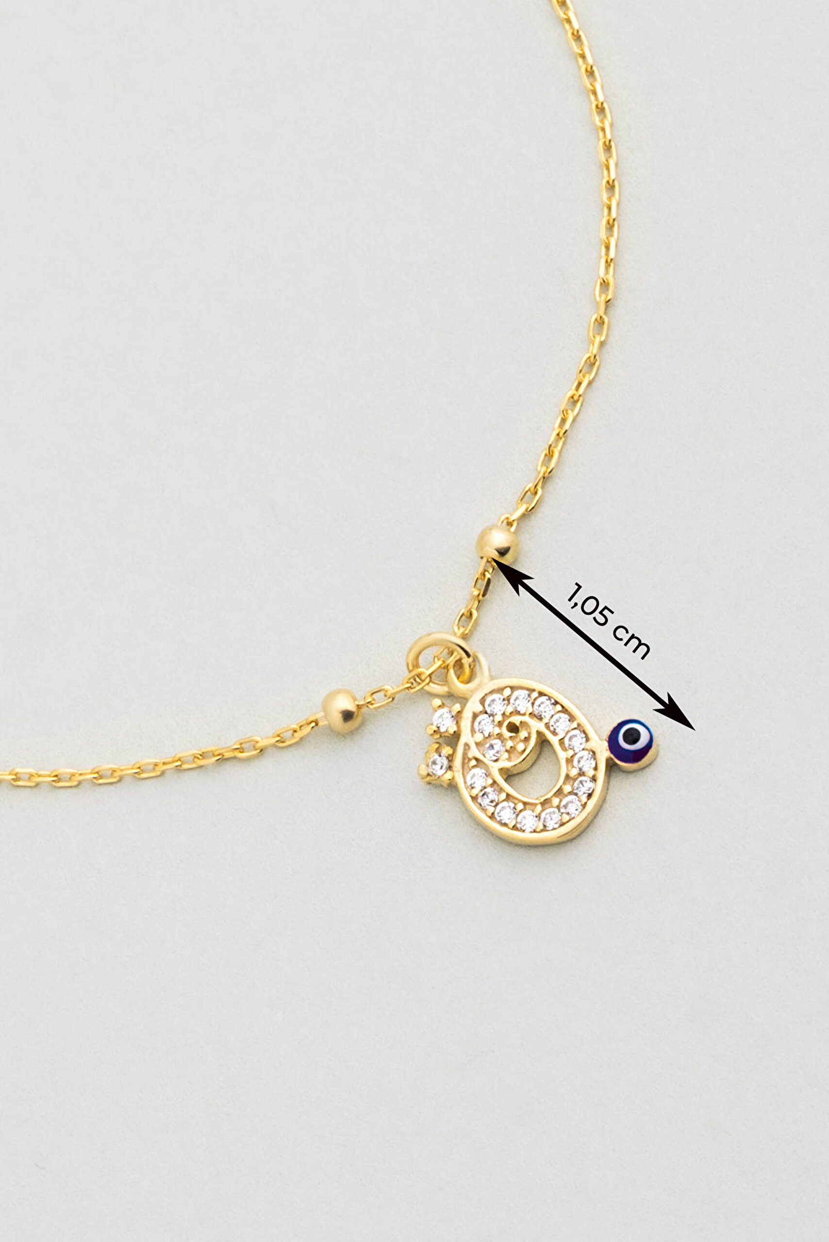 ⁠ Ö Harfi 18 Ayar Sarı Altın Kaplama 19 Cm Gümüş Nazar Bileklik_2}