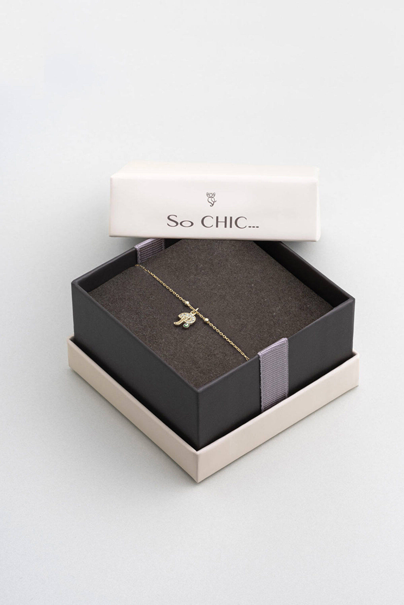 ⁠ P Harfi 18 Ayar Sarı Altın Kaplama 19 Cm Gümüş Nazar Bileklik_4}