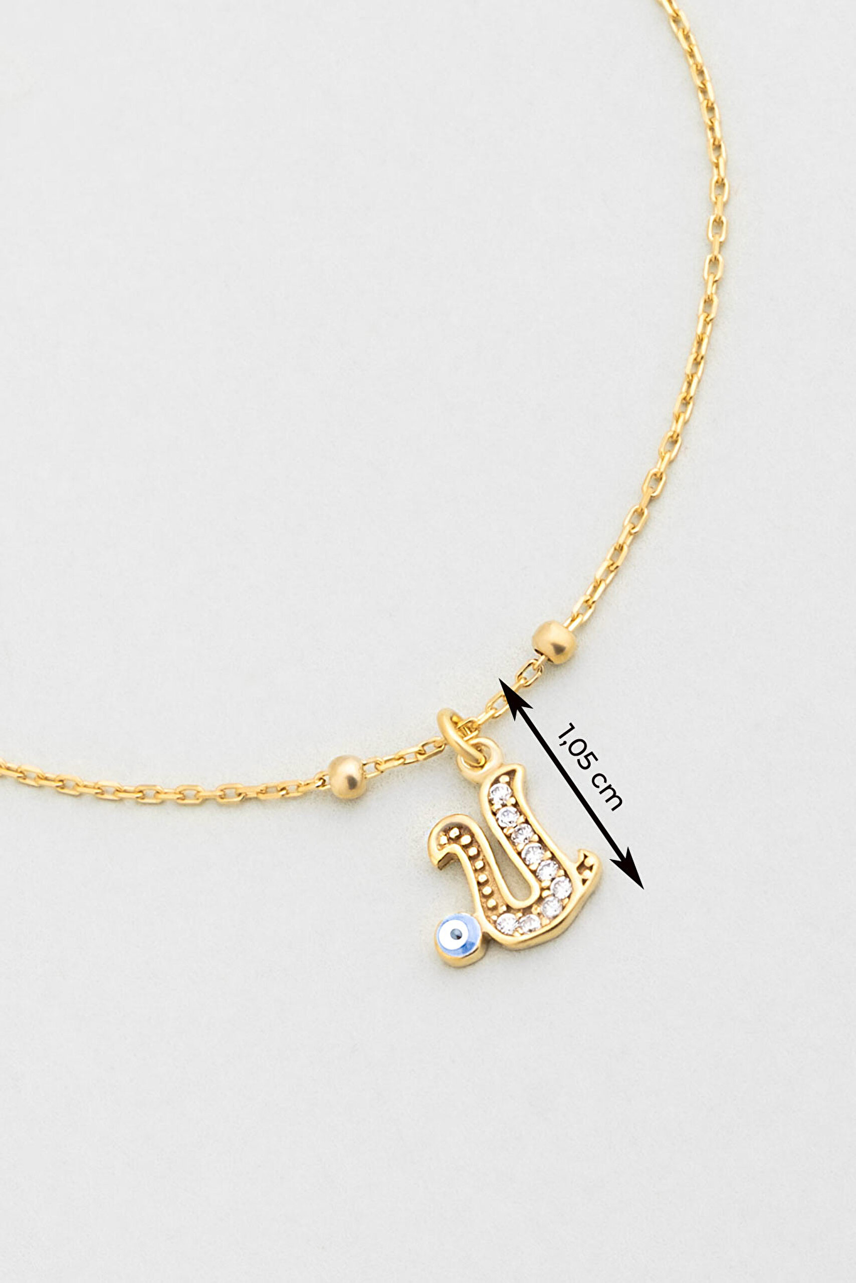 ⁠ U Harfi 18 Ayar Sarı Altın Kaplama 19 Cm Gümüş Nazar Bileklik_2}