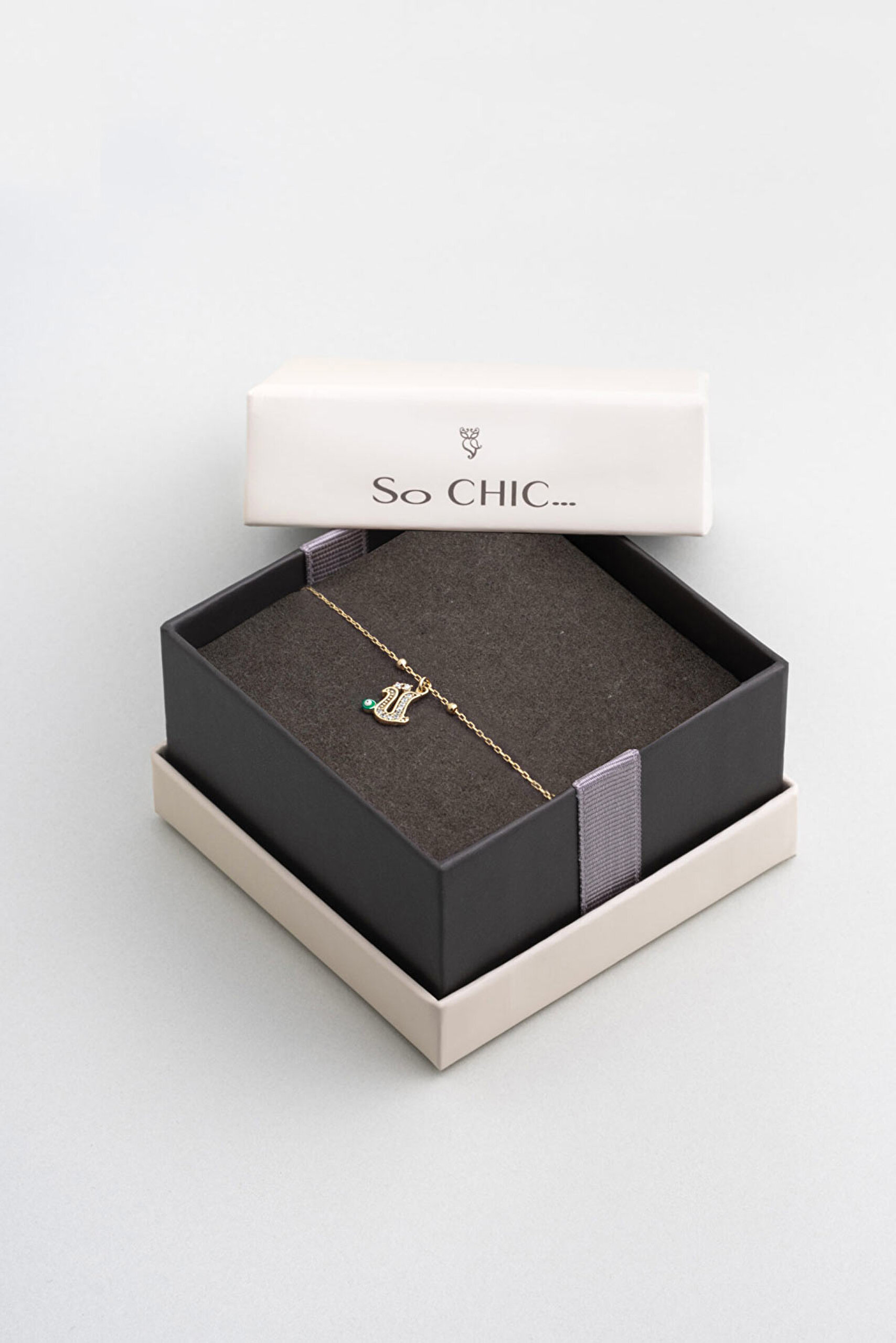 ⁠ Ü Harfi 18 Ayar Sarı Altın Kaplama 19 Cm Gümüş Nazar Bileklik_4}