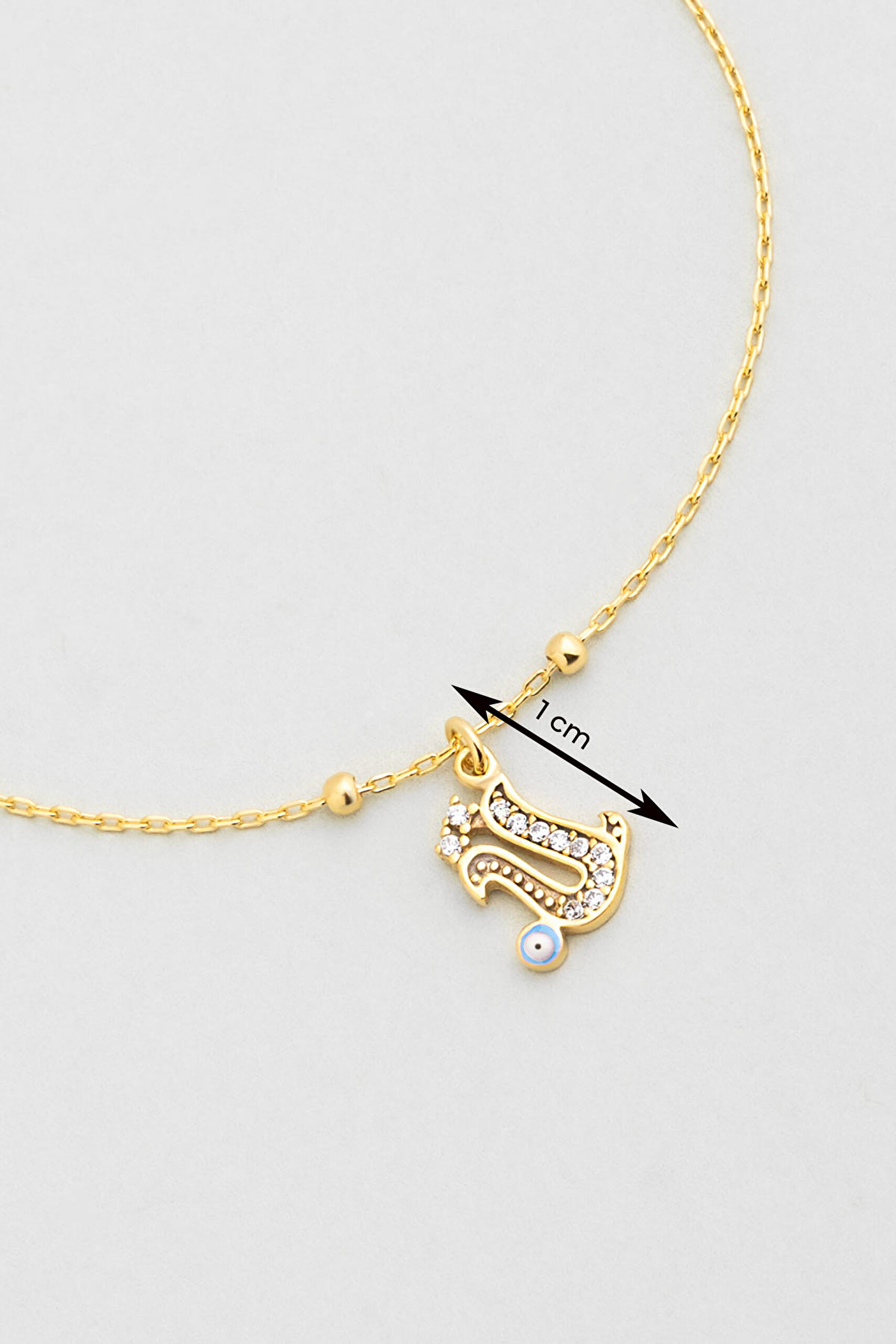 ⁠ Ü Harfi 18 Ayar Sarı Altın Kaplama 19 Cm Gümüş Nazar Bileklik_2}