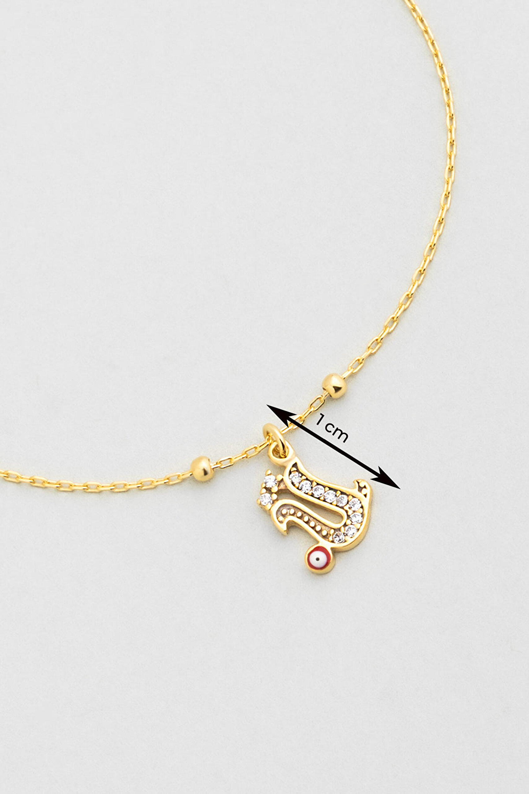 ⁠ Ü Harfi 18 Ayar Sarı Altın Kaplama 19 Cm Gümüş Nazar Bileklik_2}