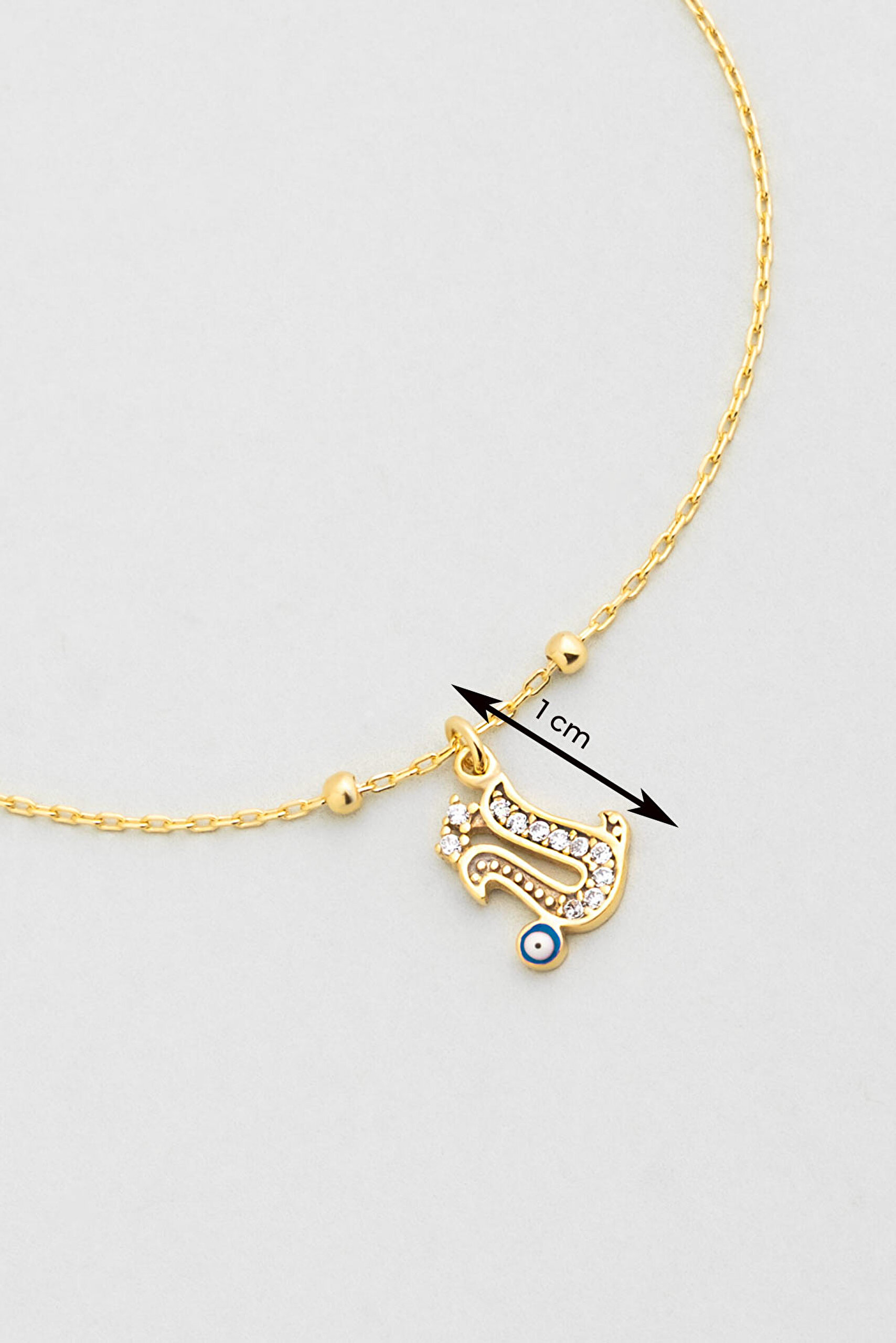 ⁠ Ü Harfi 18 Ayar Sarı Altın Kaplama 19 Cm Gümüş Nazar Bileklik_2}