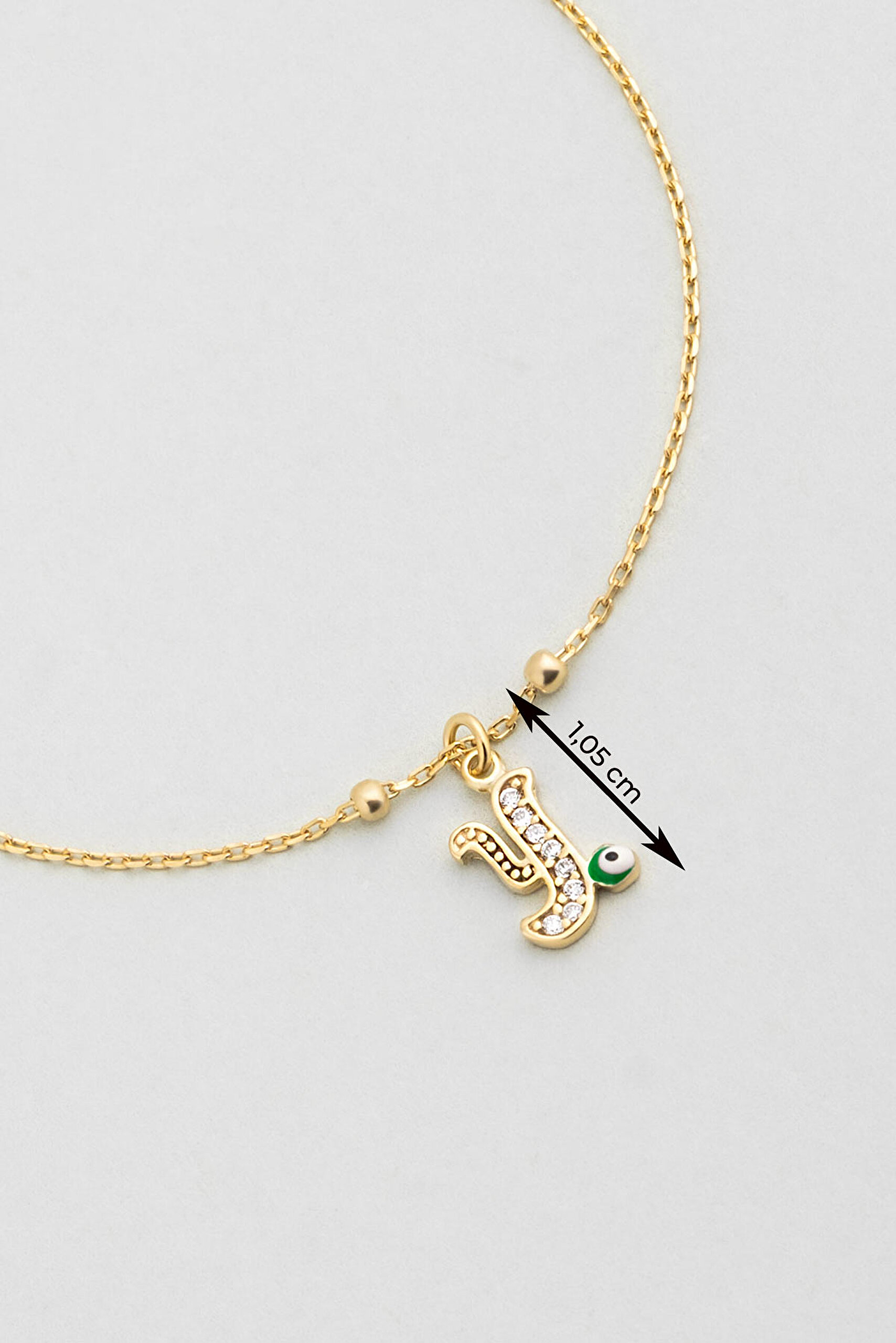 ⁠ Y Harfi 18 Ayar Sarı Altın Kaplama 19 Cm Gümüş Nazar Bileklik_2}