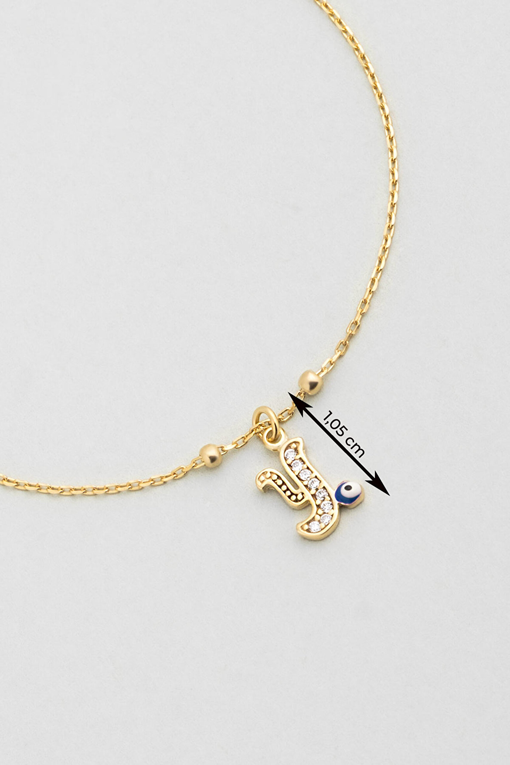 ⁠ Y Harfi 18 Ayar Sarı Altın Kaplama 19 Cm Gümüş Nazar Bileklik_2}