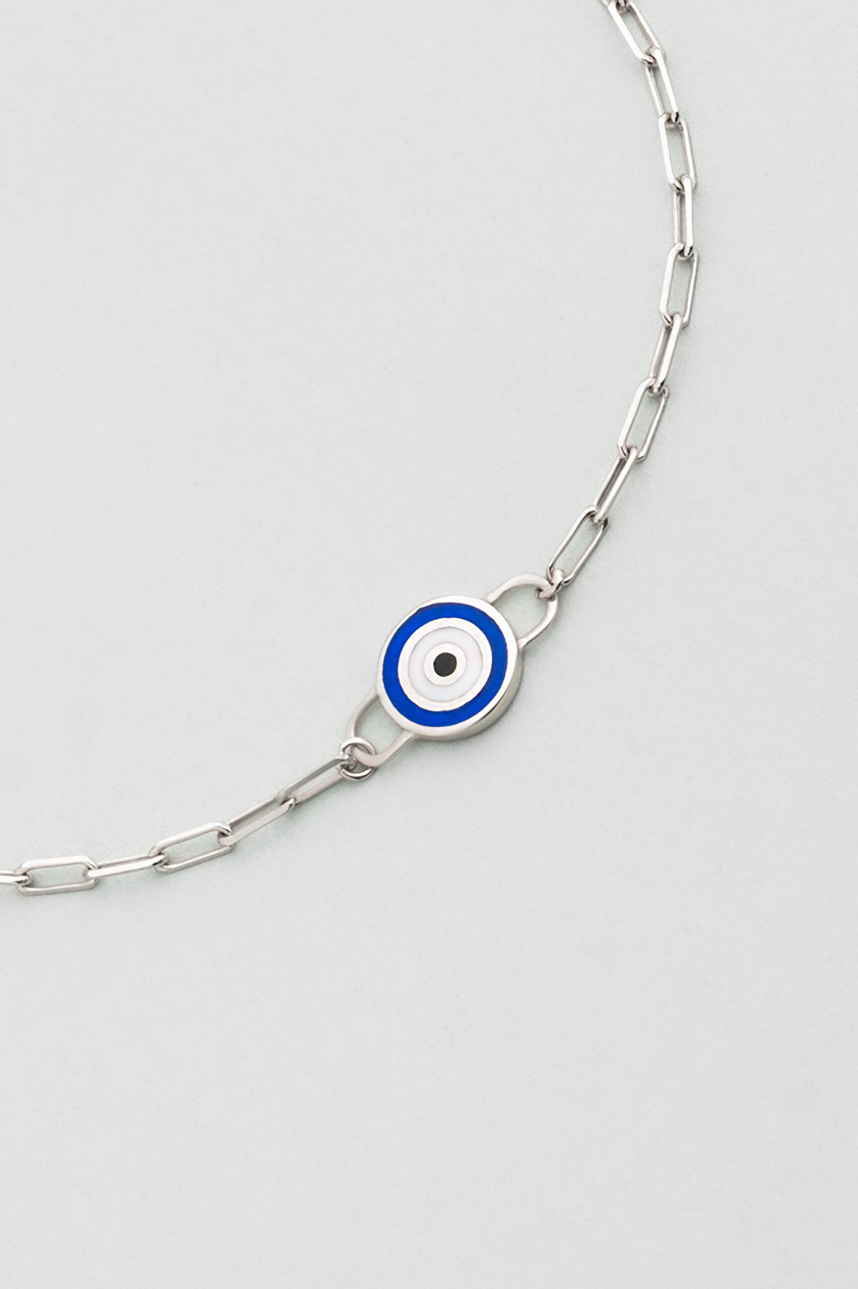 ⁠ Osiris'in Gözü Çift Taraflı 18 Ayar Beyaz Altın Kaplama 19 Cm Gümüş Nazar Bileklik_6}