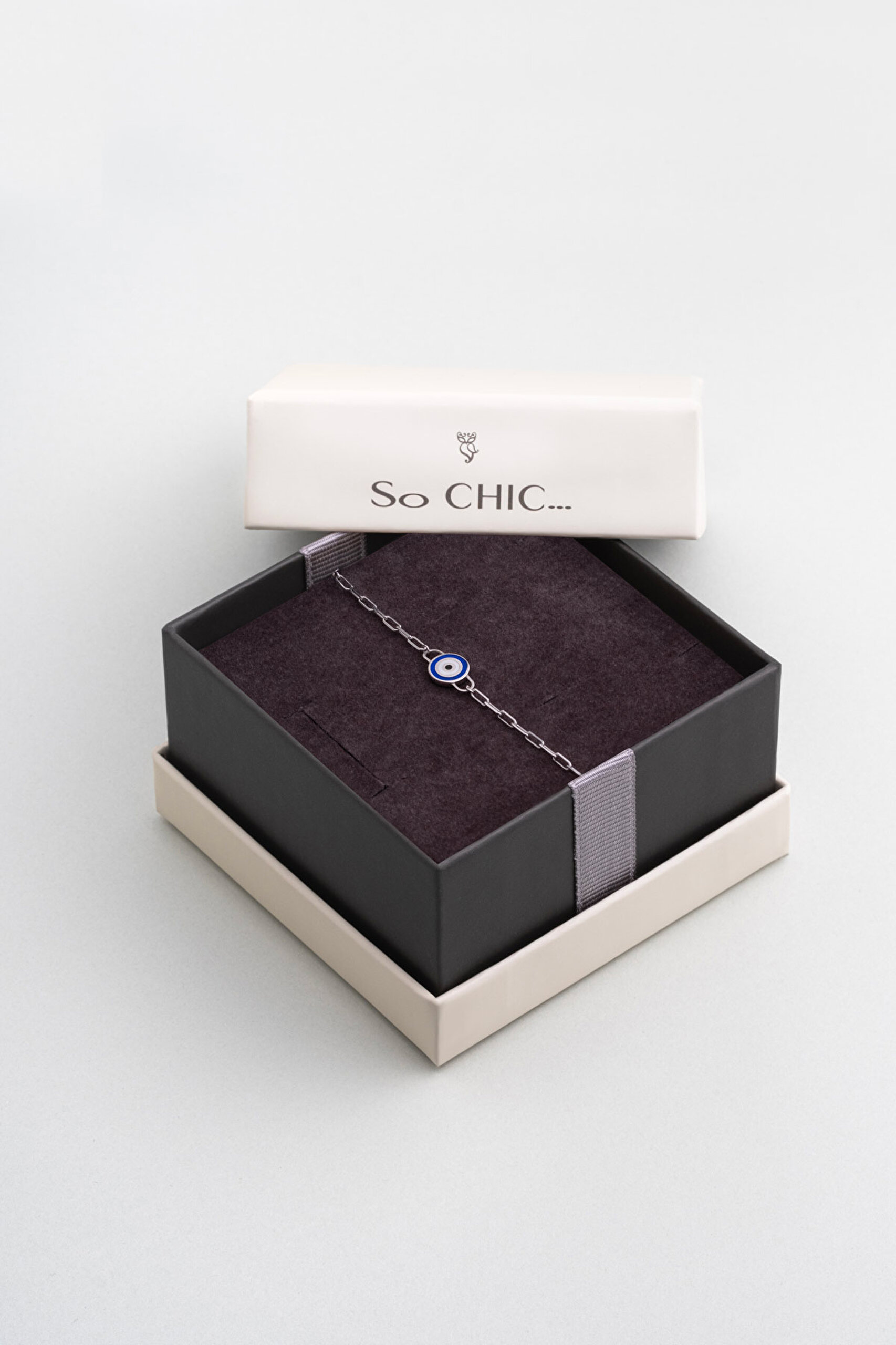 ⁠ Osiris'in Gözü Çift Taraflı 18 Ayar Beyaz Altın Kaplama 19 Cm Gümüş Nazar Bileklik_7}