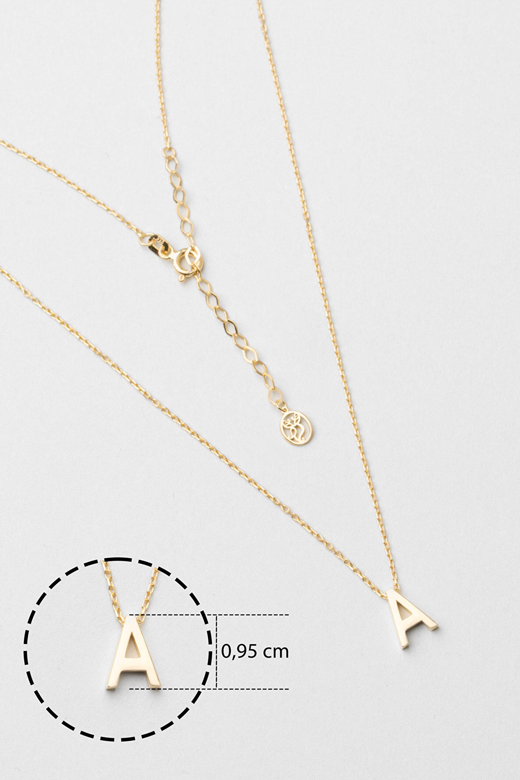 ⁠ My Story A Harfi 18 Ayar Sarı Altın Kaplama 45 Cm Gümüş Kolye_2}